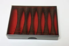 Set of Six Danish Modern Turned Rosewood Knife Rests with Box by Michael Bloch