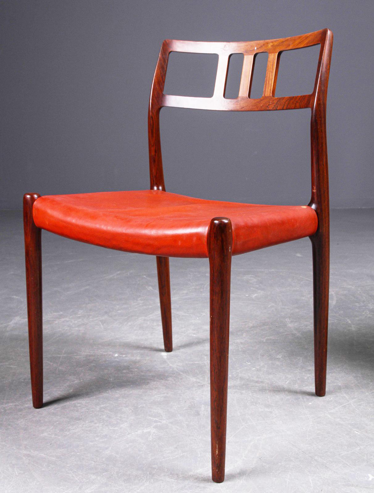 Ensemble de six chaises de salle à manger danoises Niels Moller modèle 79 en vente 3