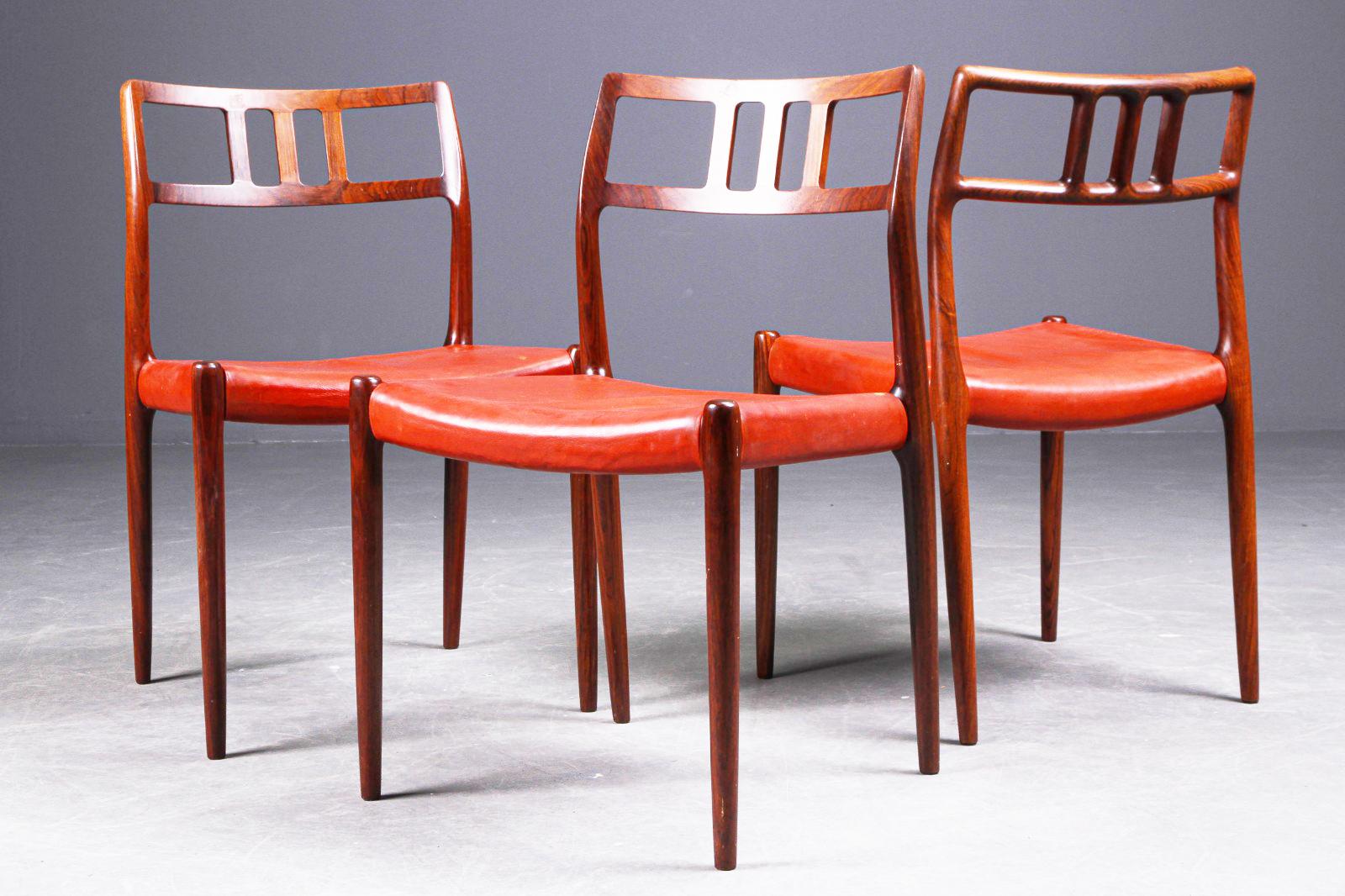 Ensemble de six chaises de salle à manger danoises Niels Moller modèle 79 en vente 1