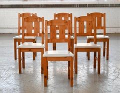 Set of Six Danish Oak Dining chairs with Leather Cushions, 1930's