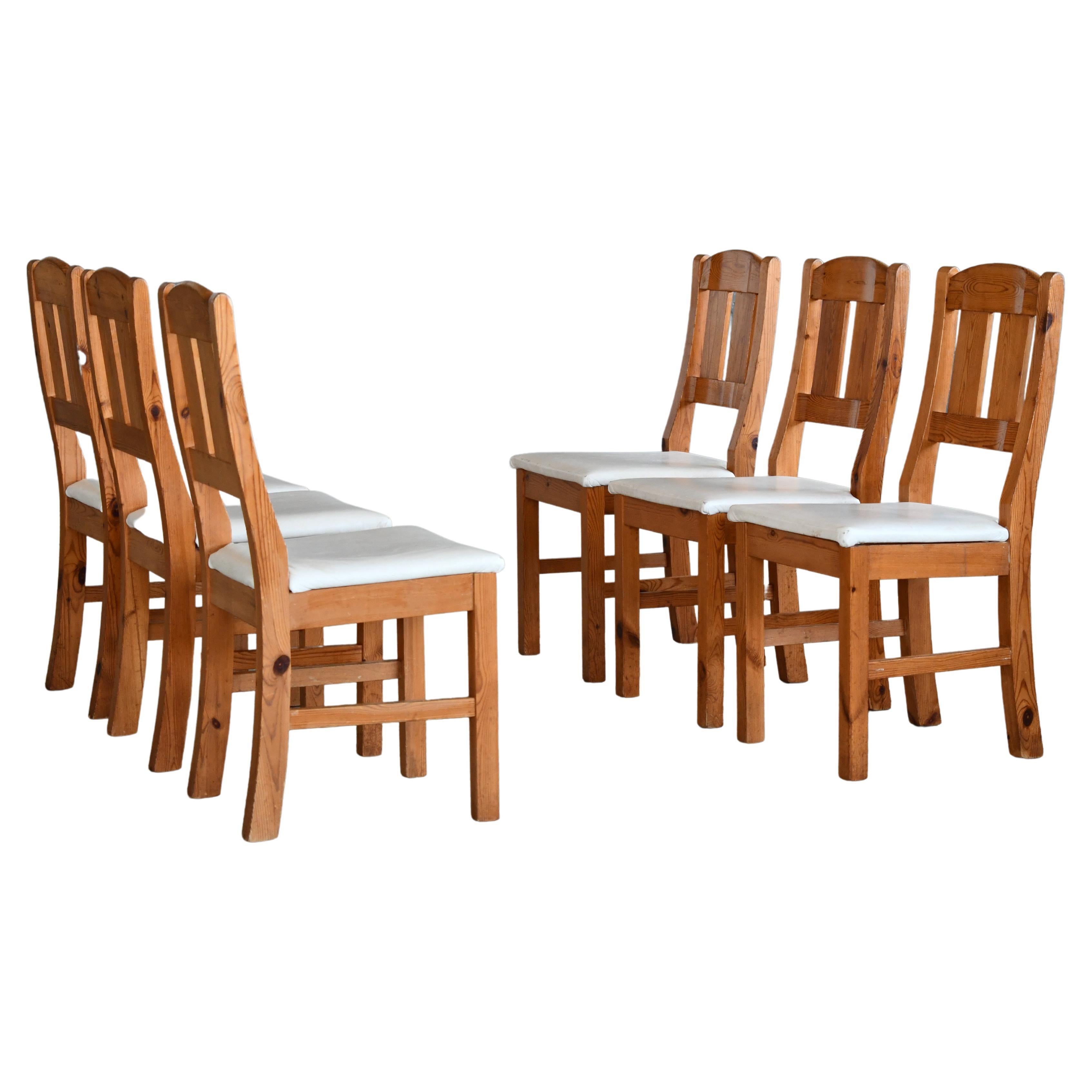 Set of Six Danish Oak Dining chairs with Leather Cushions, 1930's For Sale