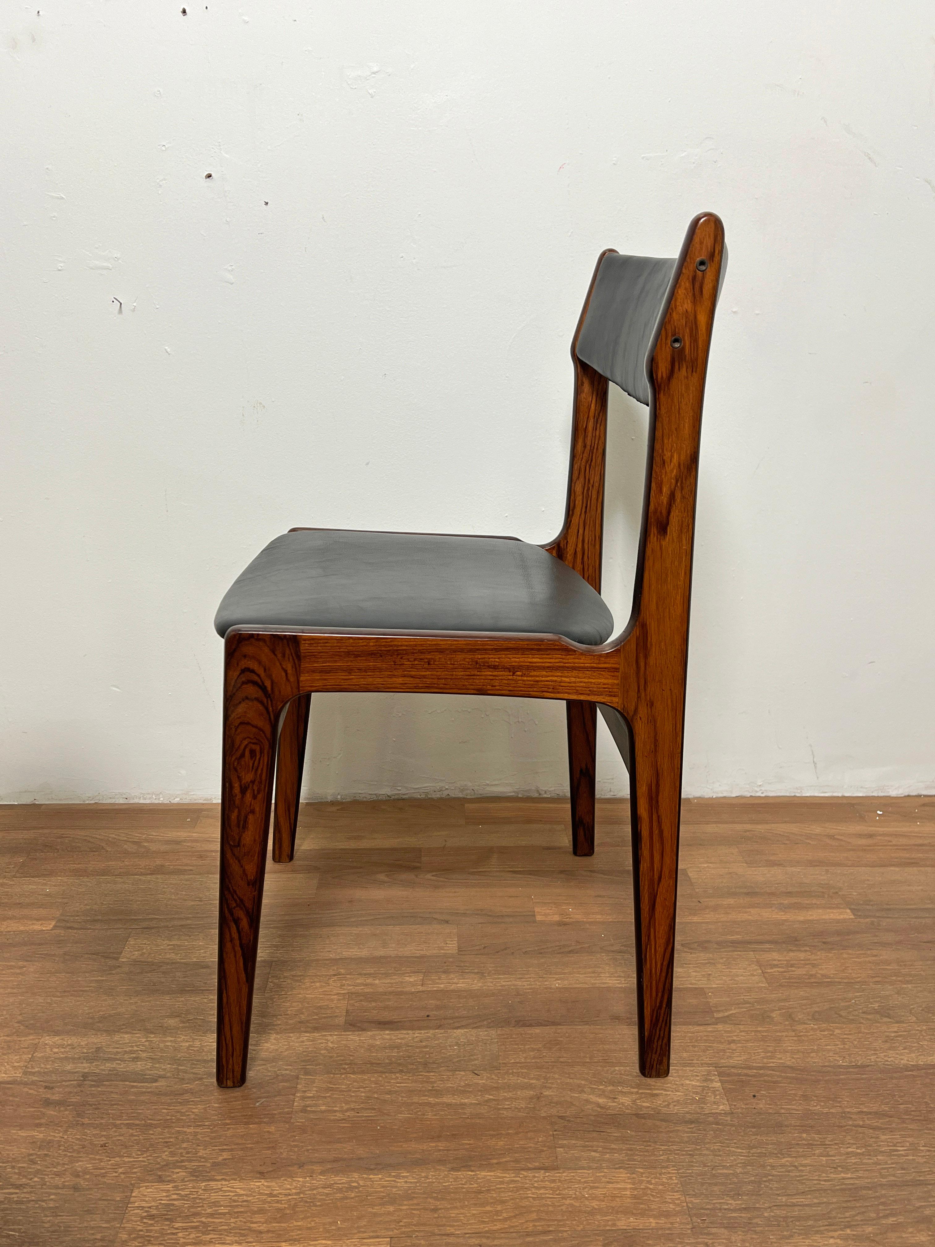 Mid-20th Century Set of Six Danish Rosewood and Leather Erik Buch Dining Chairs, Circa 1960s For Sale