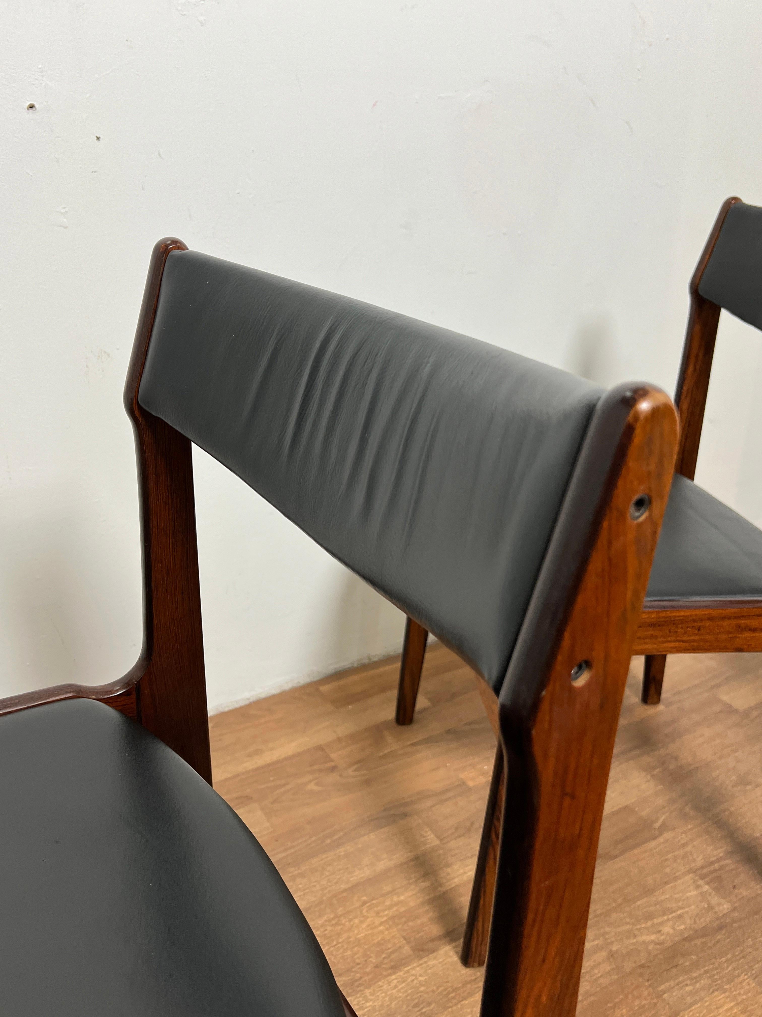 Set of Six Danish Rosewood and Leather Erik Buch Dining Chairs, Circa 1960s For Sale 2