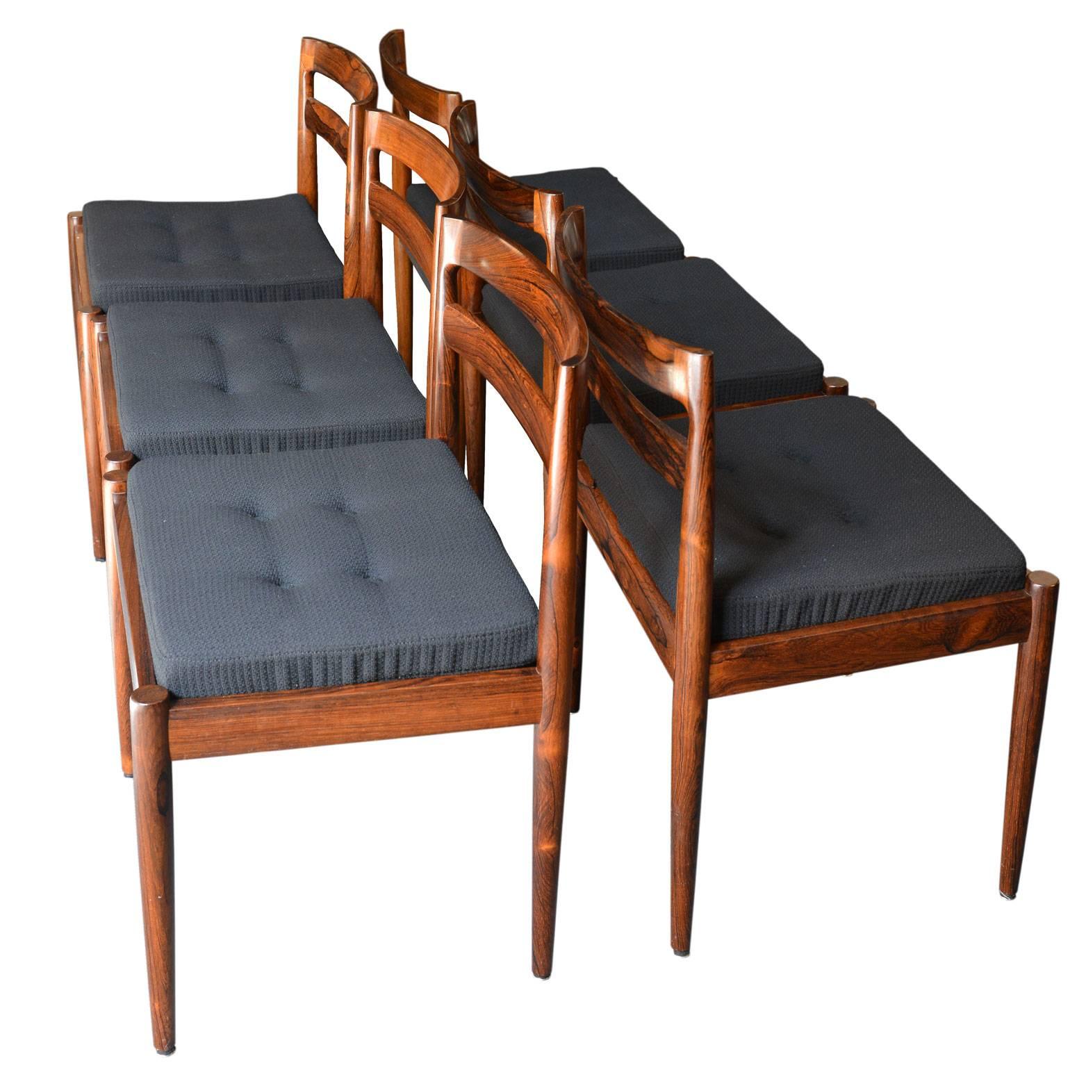 Set of Six Danish Rosewood Chairs, Denmark, 1960s In Excellent Condition In Roma, IT