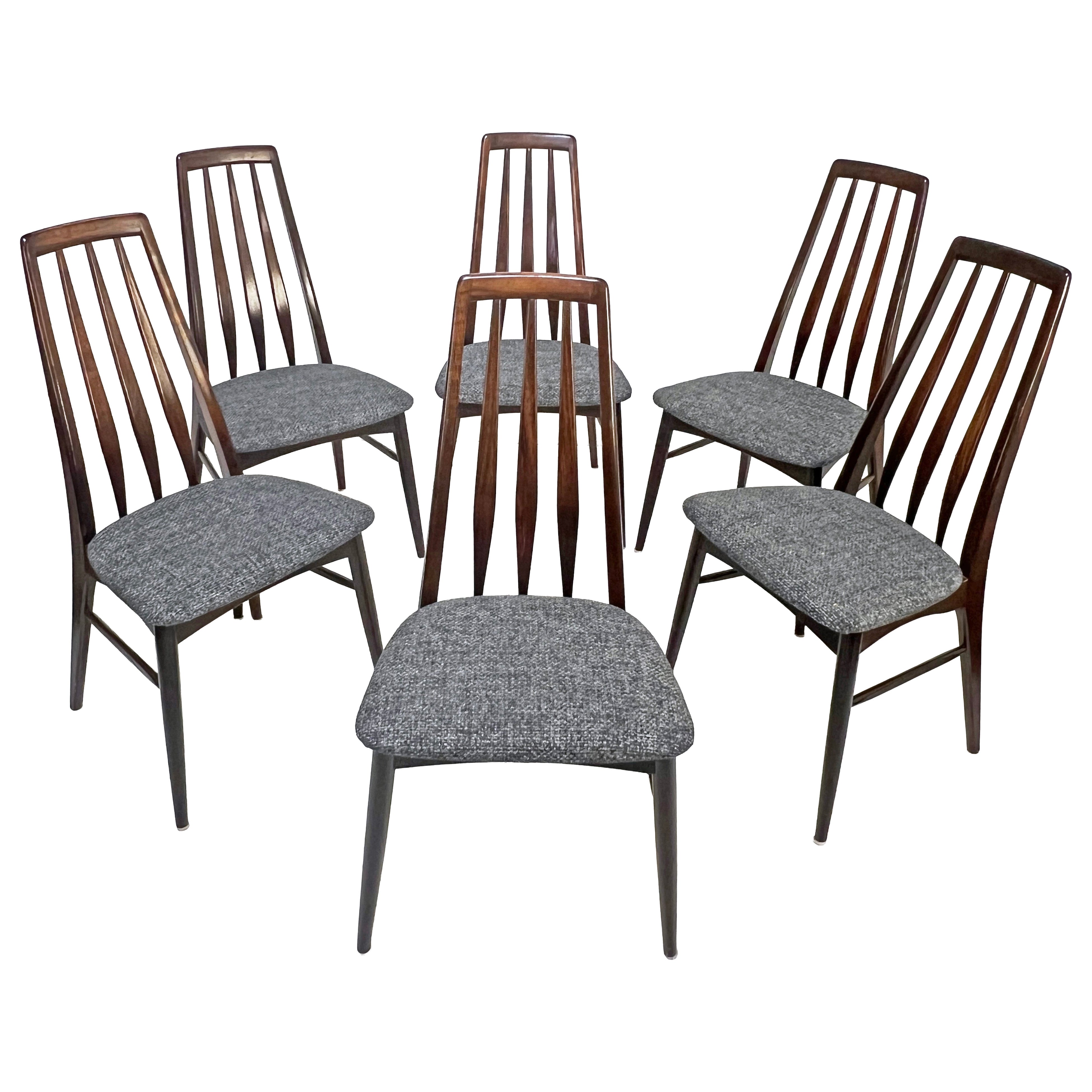 Ensemble de six chaises de salle à manger danoises en bois de rose "Eva" par Niels Koefoeds pour Hornslet en vente