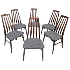 Ensemble de six chaises de salle à manger danoises en bois de rose "Eva" par Niels Koefoeds pour Hornslet
