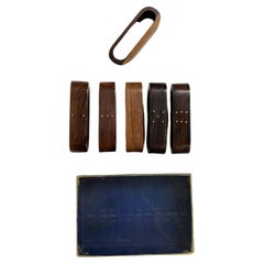 Set of Six Danish Rosewood Napkin Rings Brass Numbers Denmark 1960s