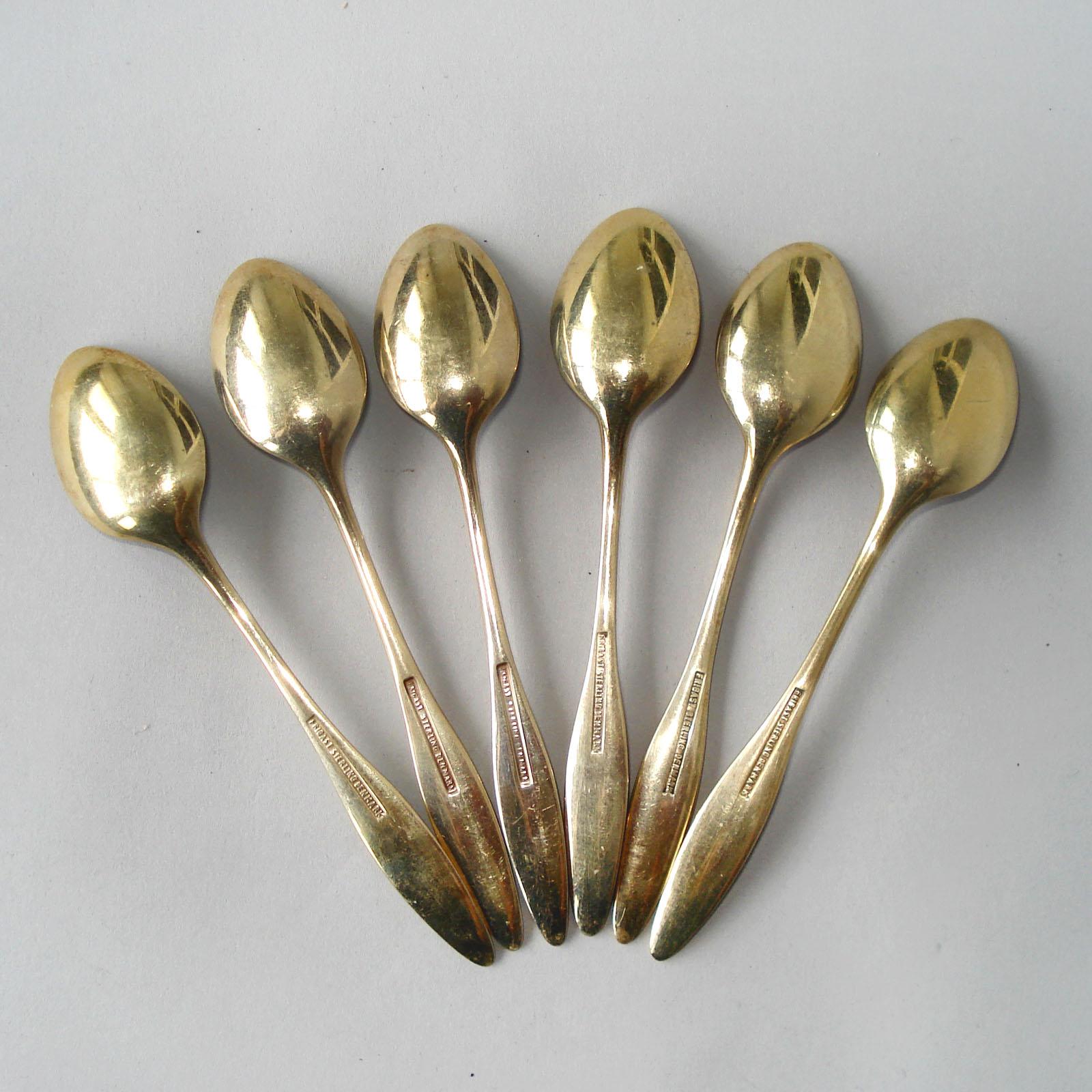 Set of Six Danish Spoons Sterling Silver with Polychrome Enamel, circa 1930 1
