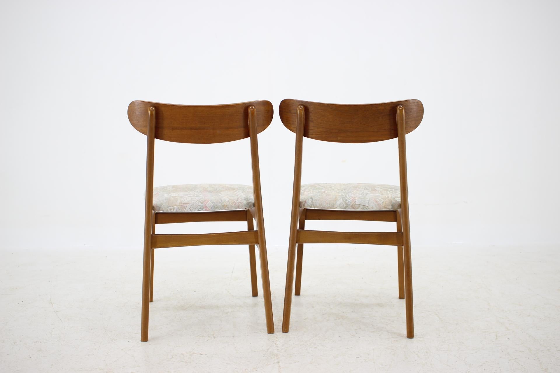 Fabric Set of Six Danish Teak Dining Chairs, 1960s
