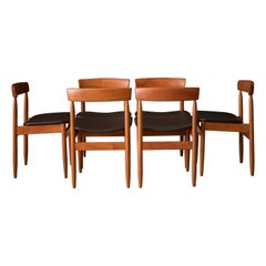 Ensemble de six chaises de salle à manger danoises en teck par Arne Hovmand-Olsen pour Mogens Kold