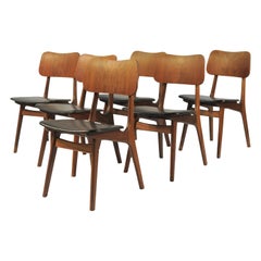Set of Six Danish Teak Dining Chairs by Boltinge Stole, Inc. Reupholstery