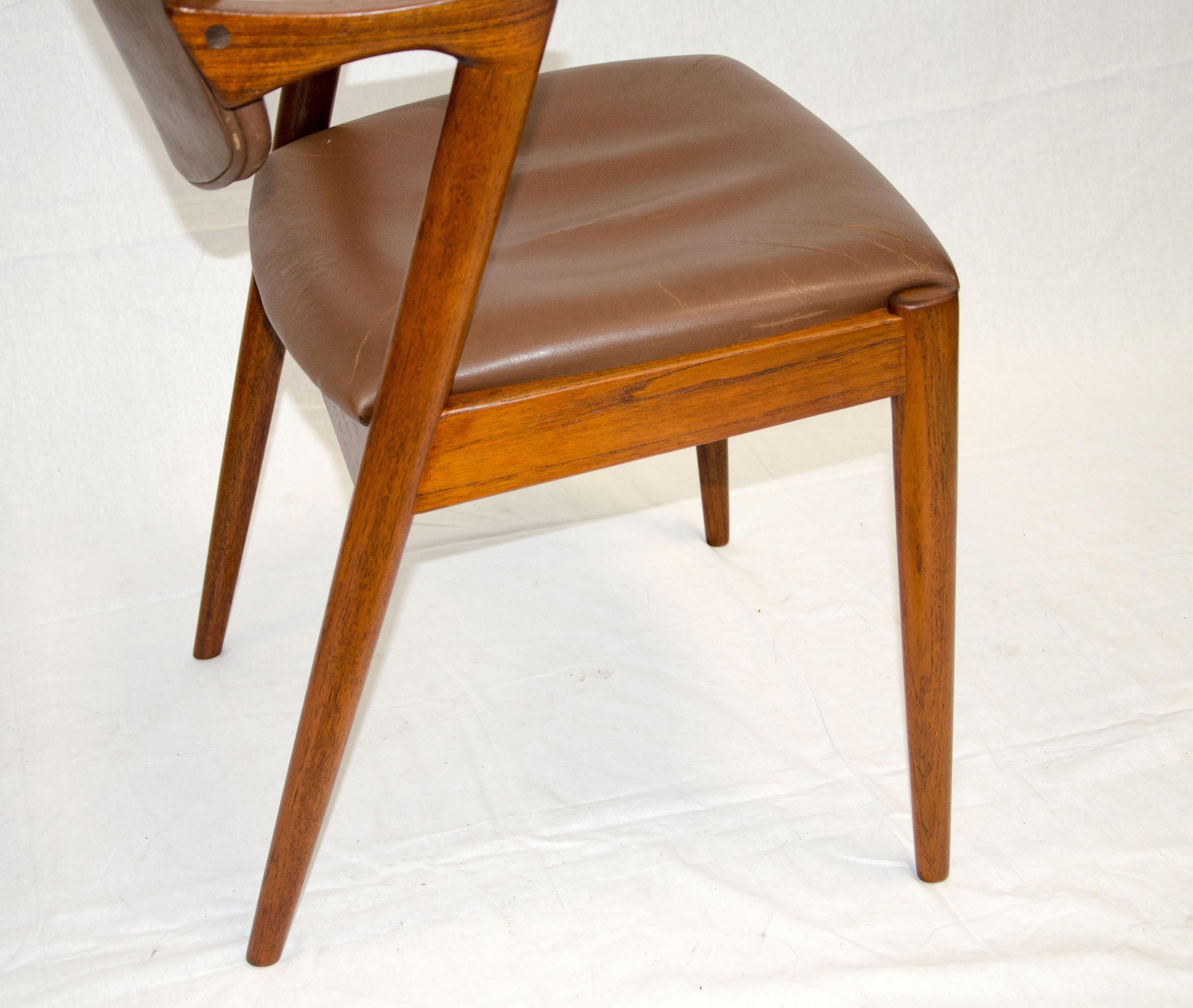 Set of Six Danish Teak Dining Chairs, Kai Kristiansen, Model 42 9