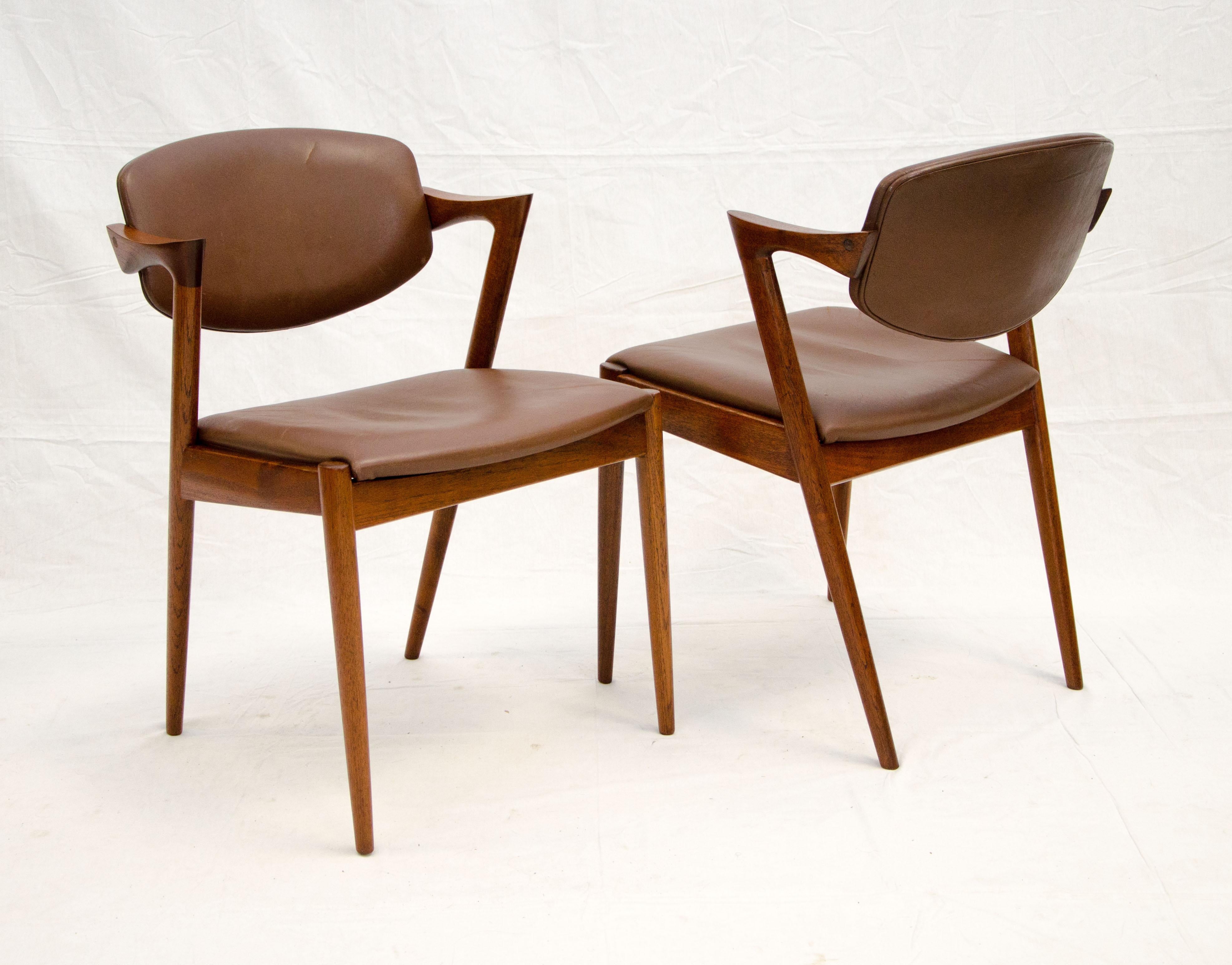 Set of Six Danish Teak Dining Chairs, Kai Kristiansen, Model 42 2