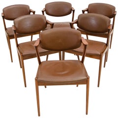 Set of Six Danish Teak Dining Chairs, Kai Kristiansen, Model 42