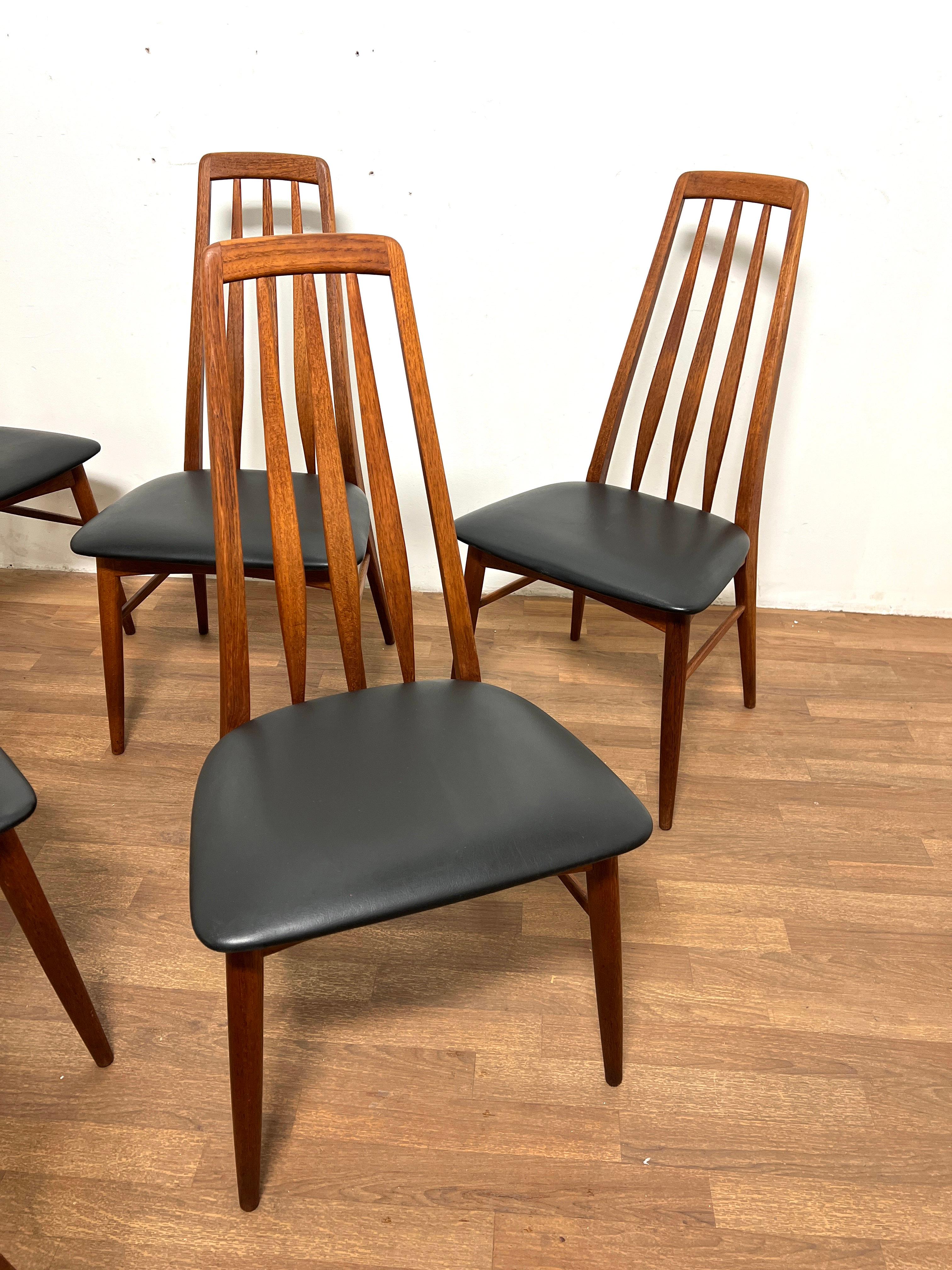 Set of six high backed teak dining chairs, the model known as 