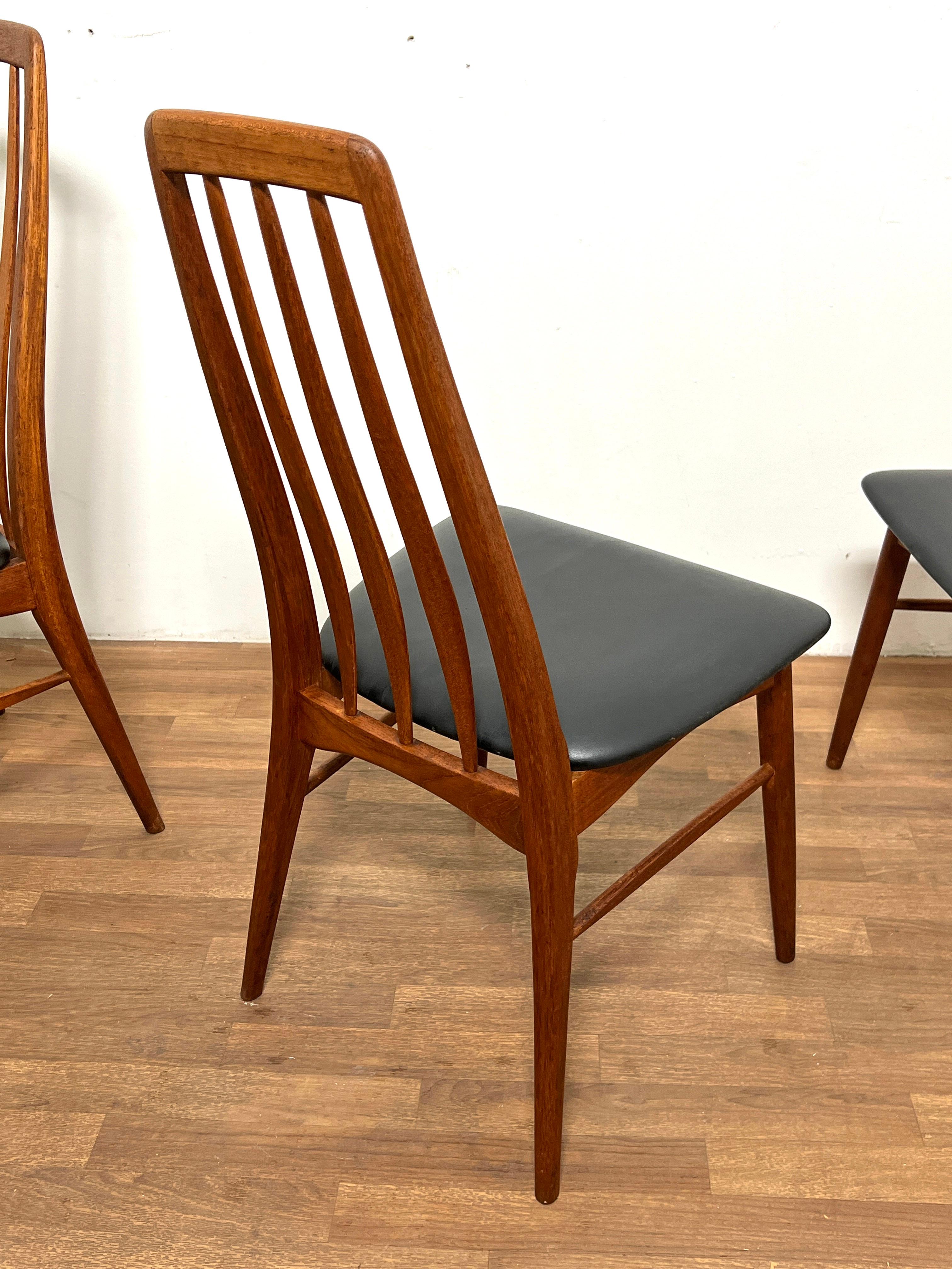 Milieu du XXe siècle Ensemble de six chaises de salle à manger danoises en teck Eva de Niels Koefoed pour Hornslet