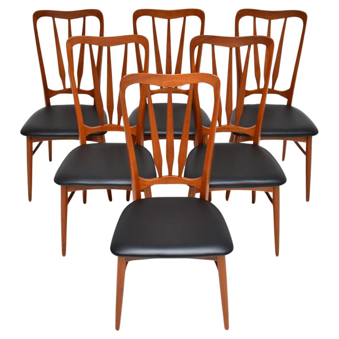 Ensemble de six chaises de salle à manger danoises en teck "Ingrid" par Niels Koefoed