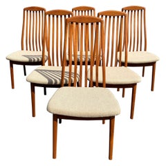 Set di sei sedie da pranzo imbottite in teak danese del Mid Century Modern