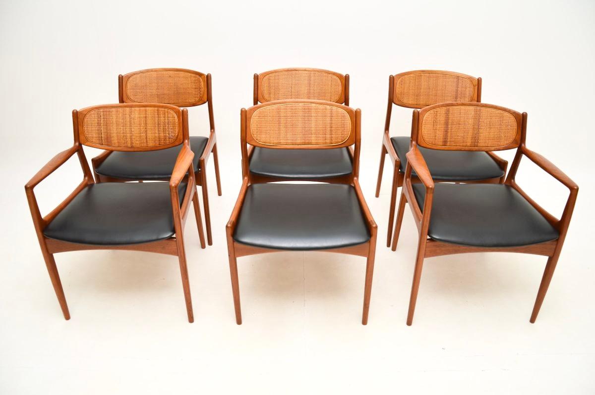 Mid-Century Modern Set of Six Danish Teak Vintage Dining Chairs by Ib Kofod Larsen