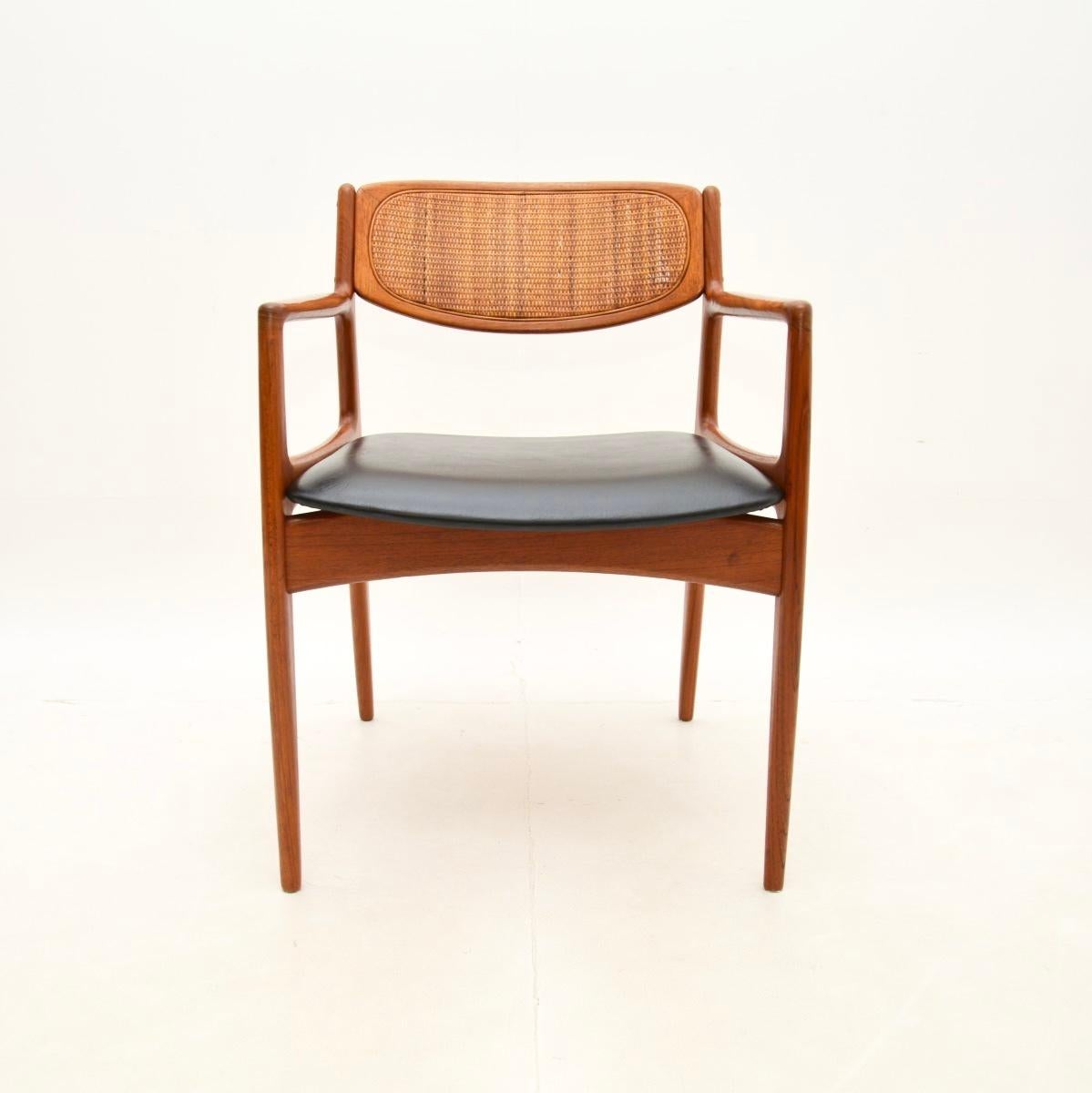 Faux Leather Set of Six Danish Teak Vintage Dining Chairs by Ib Kofod Larsen