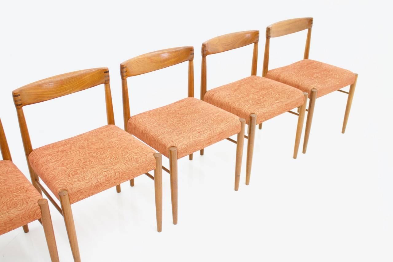 Scandinavian Modern Set of Six Danish Teakwood Dining Chairs by H. W. Klein for Bramin 1960s For Sale