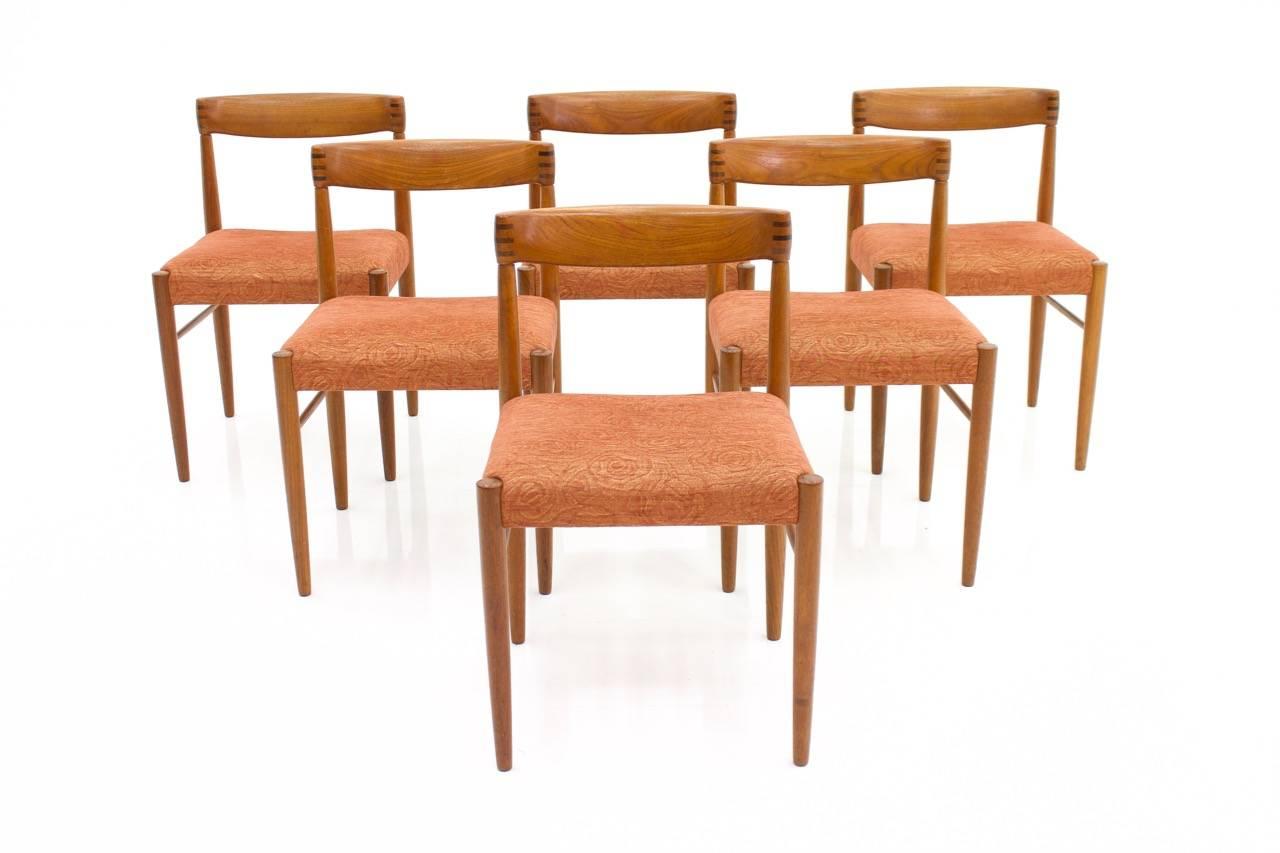 Mid-20th Century Set of Six Danish Teakwood Dining Chairs by H. W. Klein for Bramin 1960s For Sale