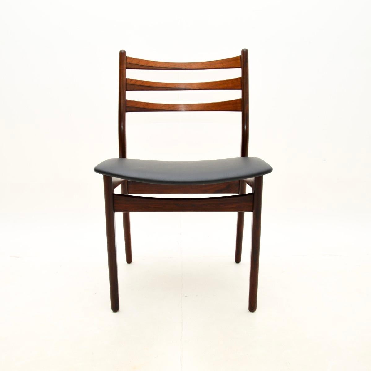 Faux Leather Set of Six Danish Vintage Dining Chairs For Sale
