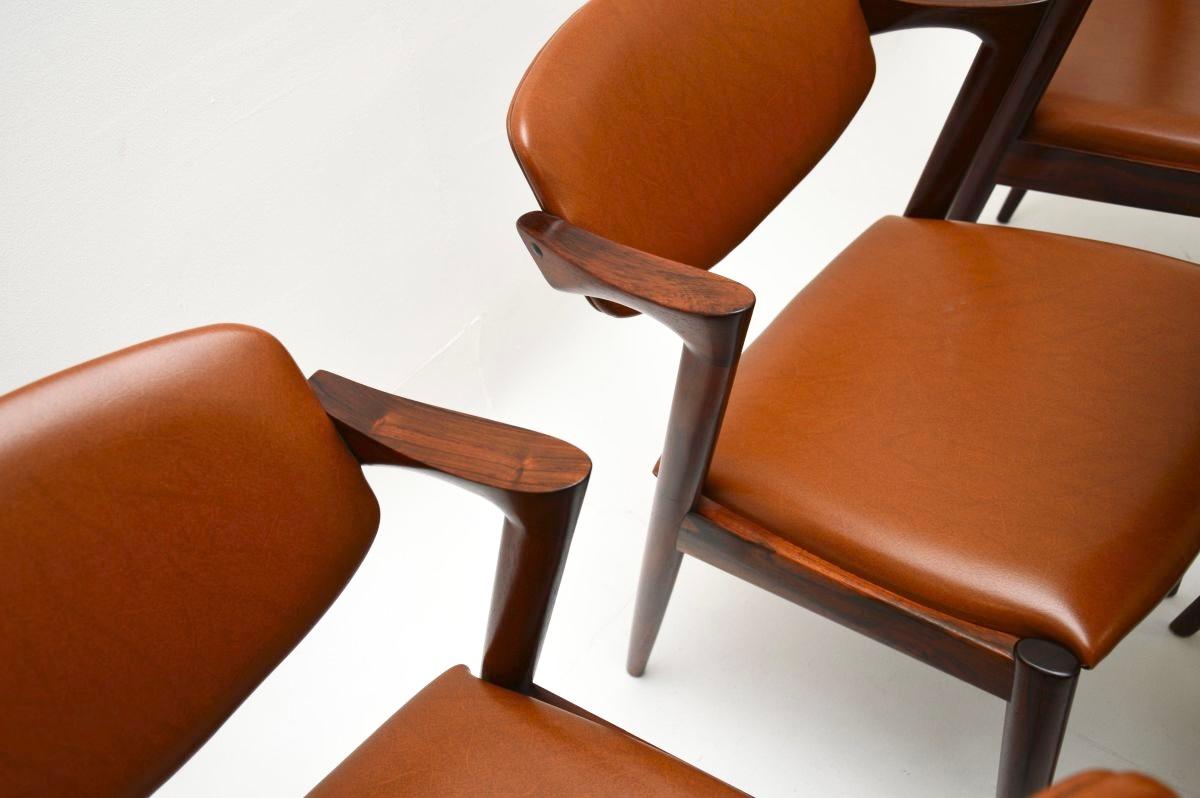Satz von sechs dänischen Vintage Model 42 Esszimmerstühlen von Kai Kristiansen im Angebot 3