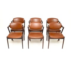 Set of Six Danish Vintage Model 42 Dining Chairs by Kai Kristiansen
