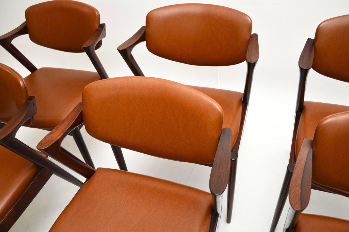 Satz von sechs dänischen Vintage Model 42 Esszimmerstühlen von Kai Kristiansen im Angebot 2