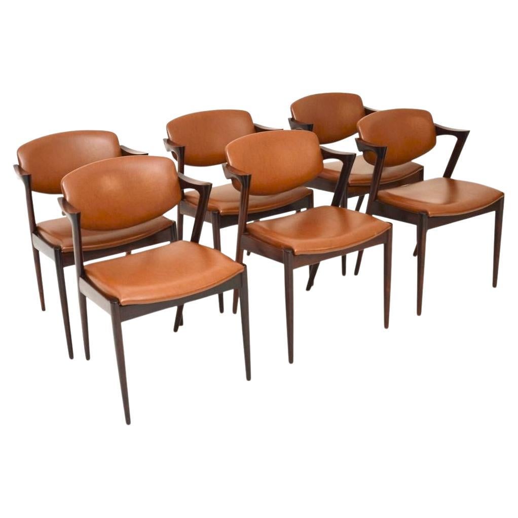 Set of Six Danish Vintage Model 42 Dining Chairs by Kai Kristiansen