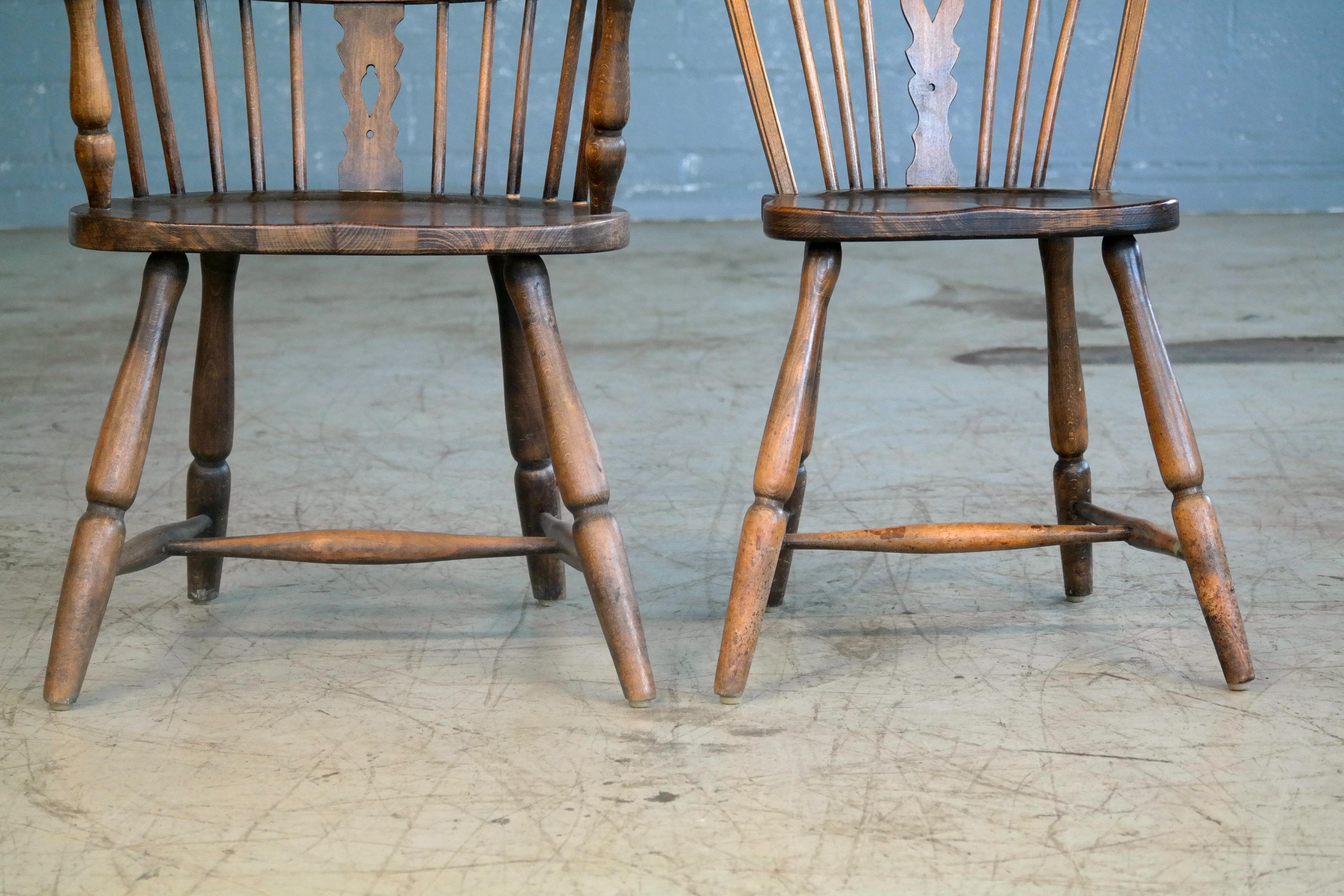 Beech Set of Six Danish Windsor Style Dining Chairs, Early to Mid-1900s