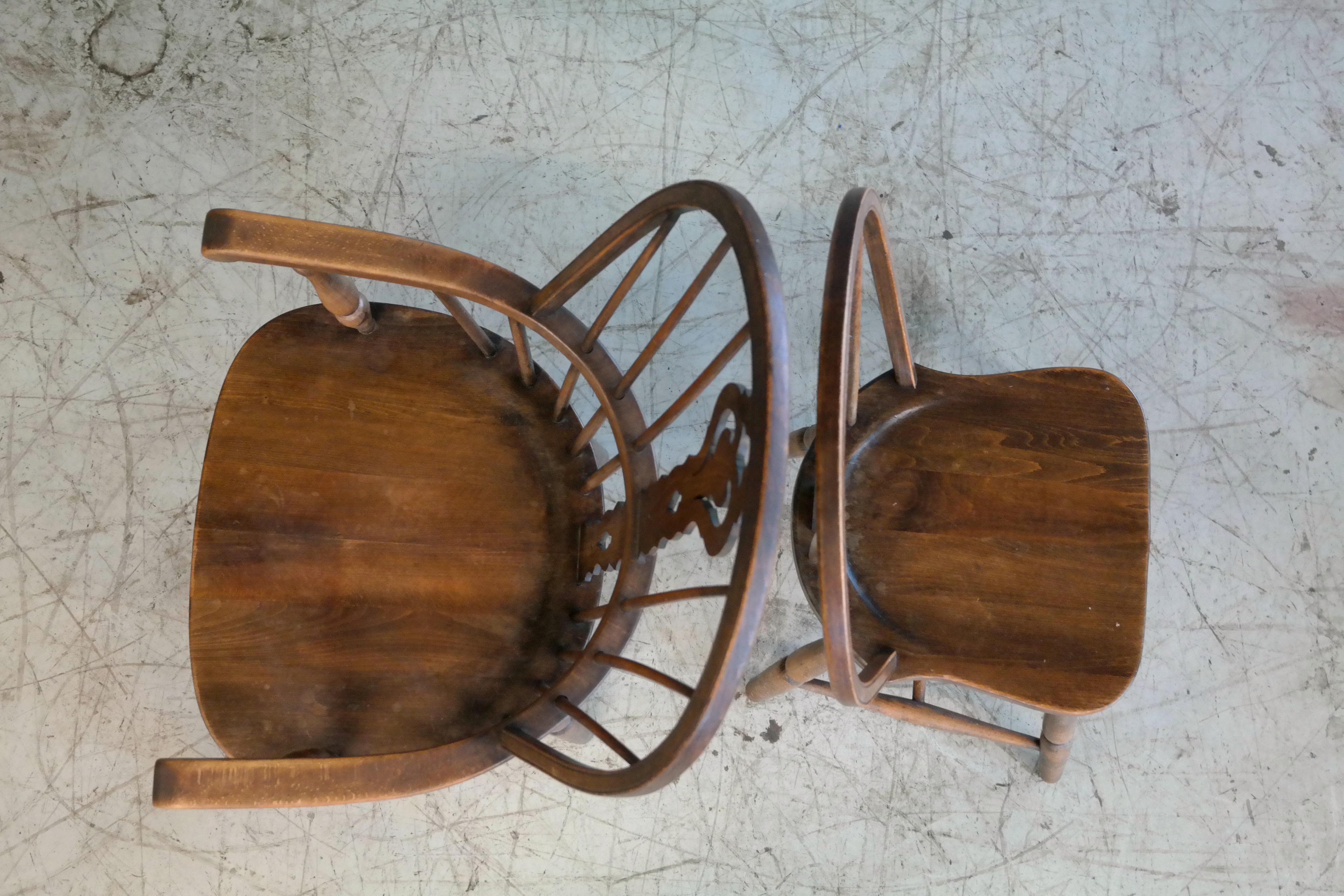 Set of Six Danish Windsor Style Dining Chairs, Early to Mid-1900s 2