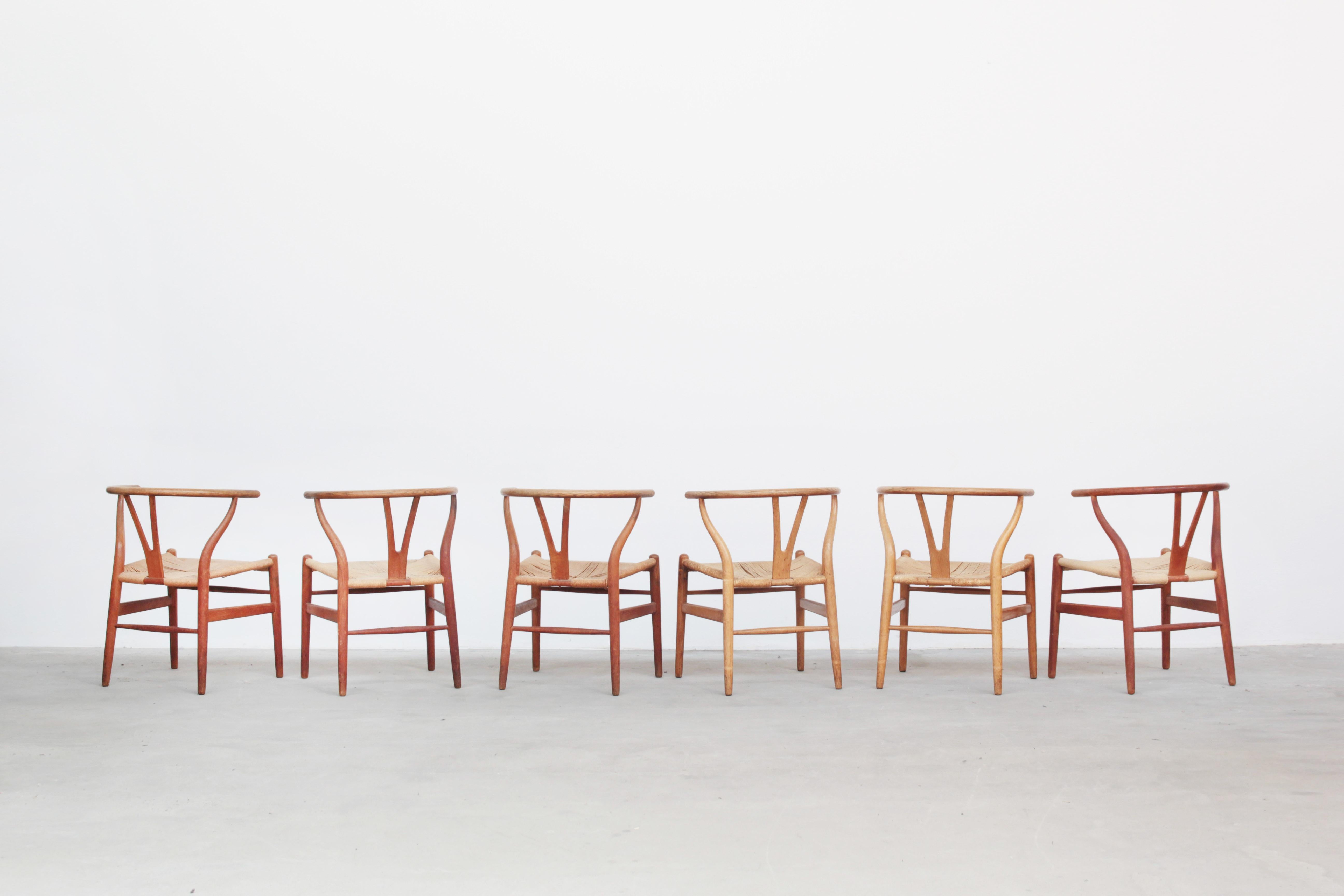 Set of Six Danish Wishbone Chairs CH 24 by Hans J. Wegner for Carl Hansen Oak In Good Condition In Berlin, DE