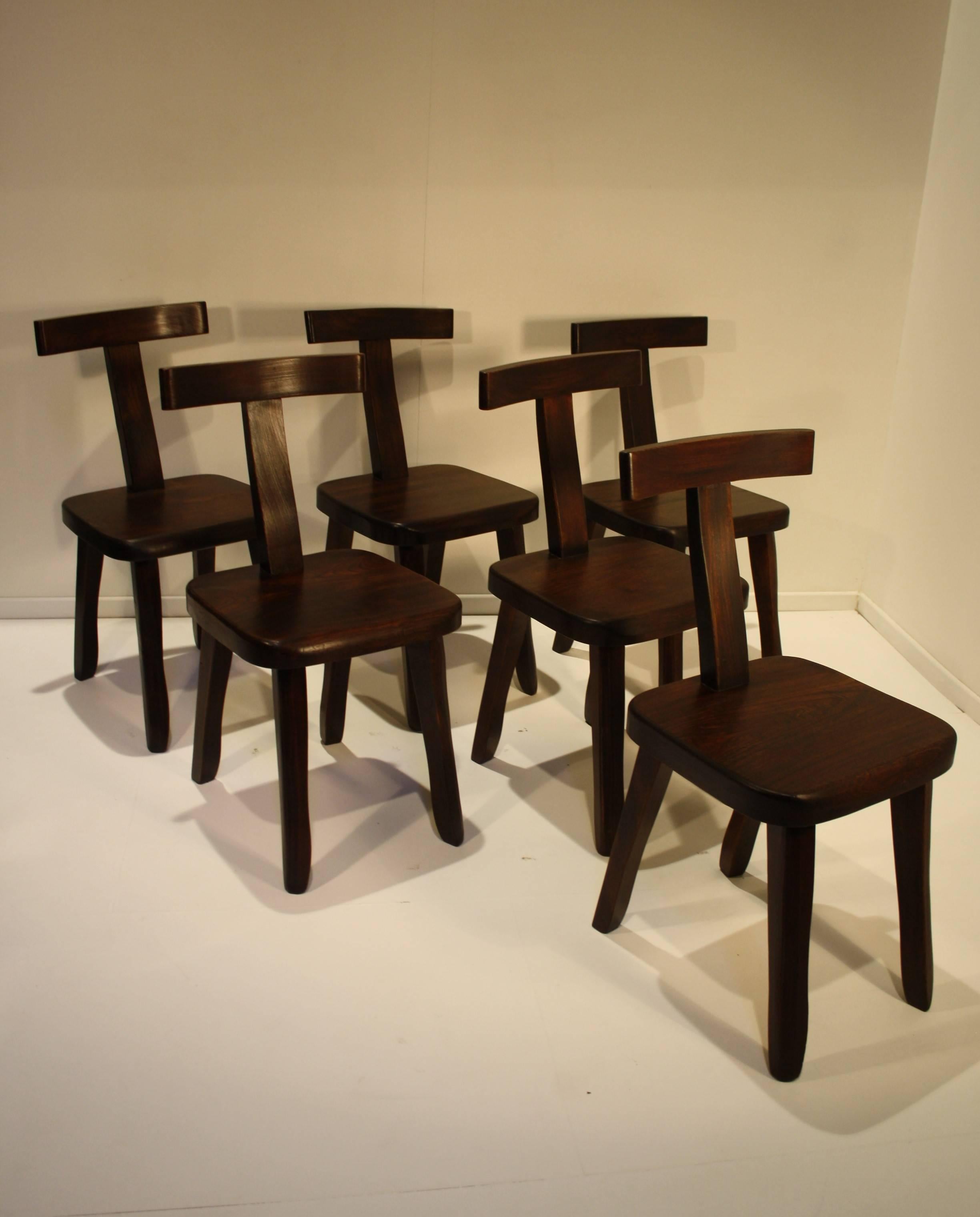 Finnish Set of Six Dark Brown Walnut 