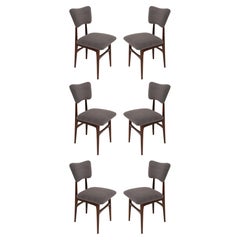Set of Six Dark Gray Boucle 'Butterfly' Chairs, Europe, 1960s
