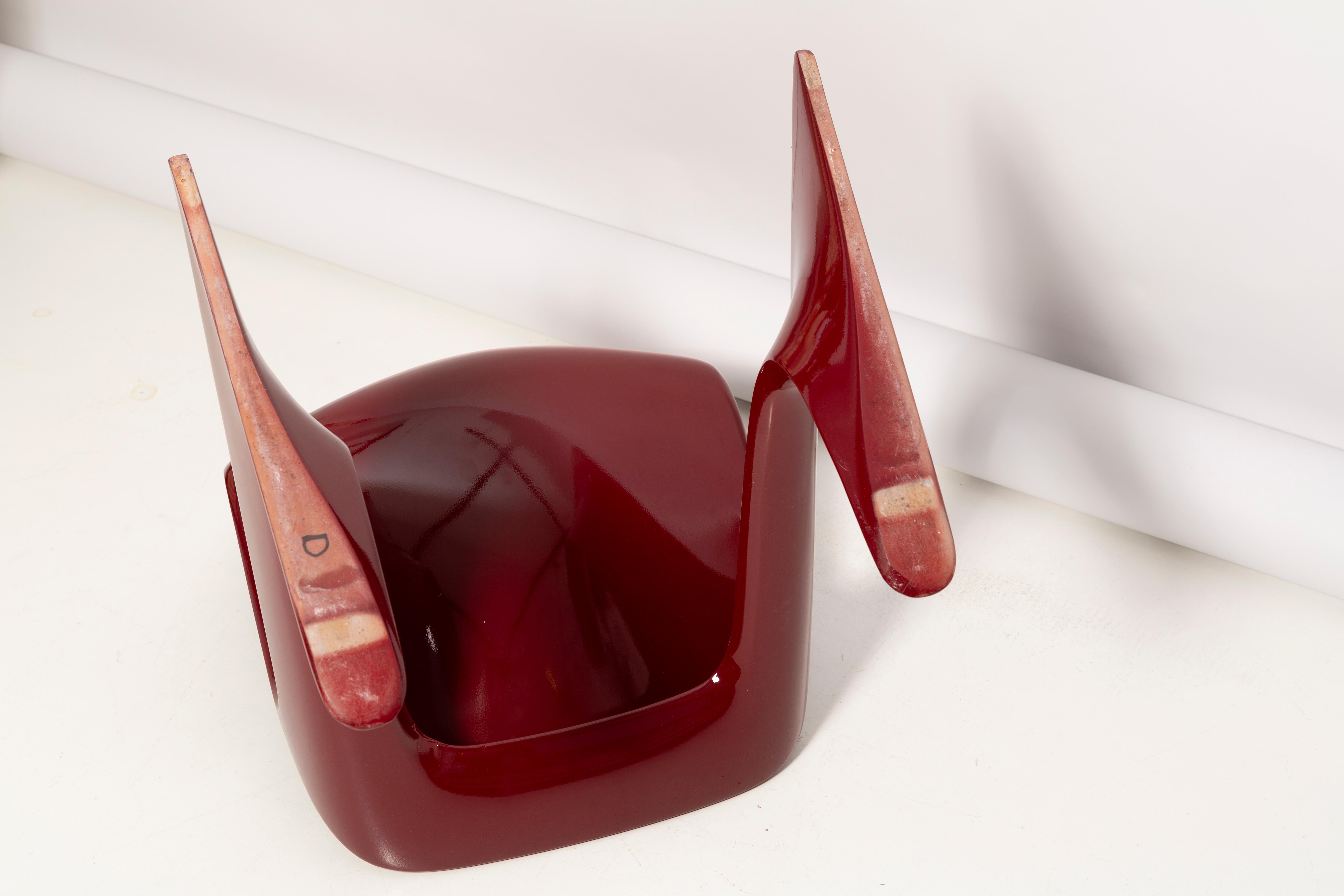 Set of Six Dark Red Wine Kangaroo Chairs Designed by Ernst Moeckl, Germany, 1968 For Sale 4