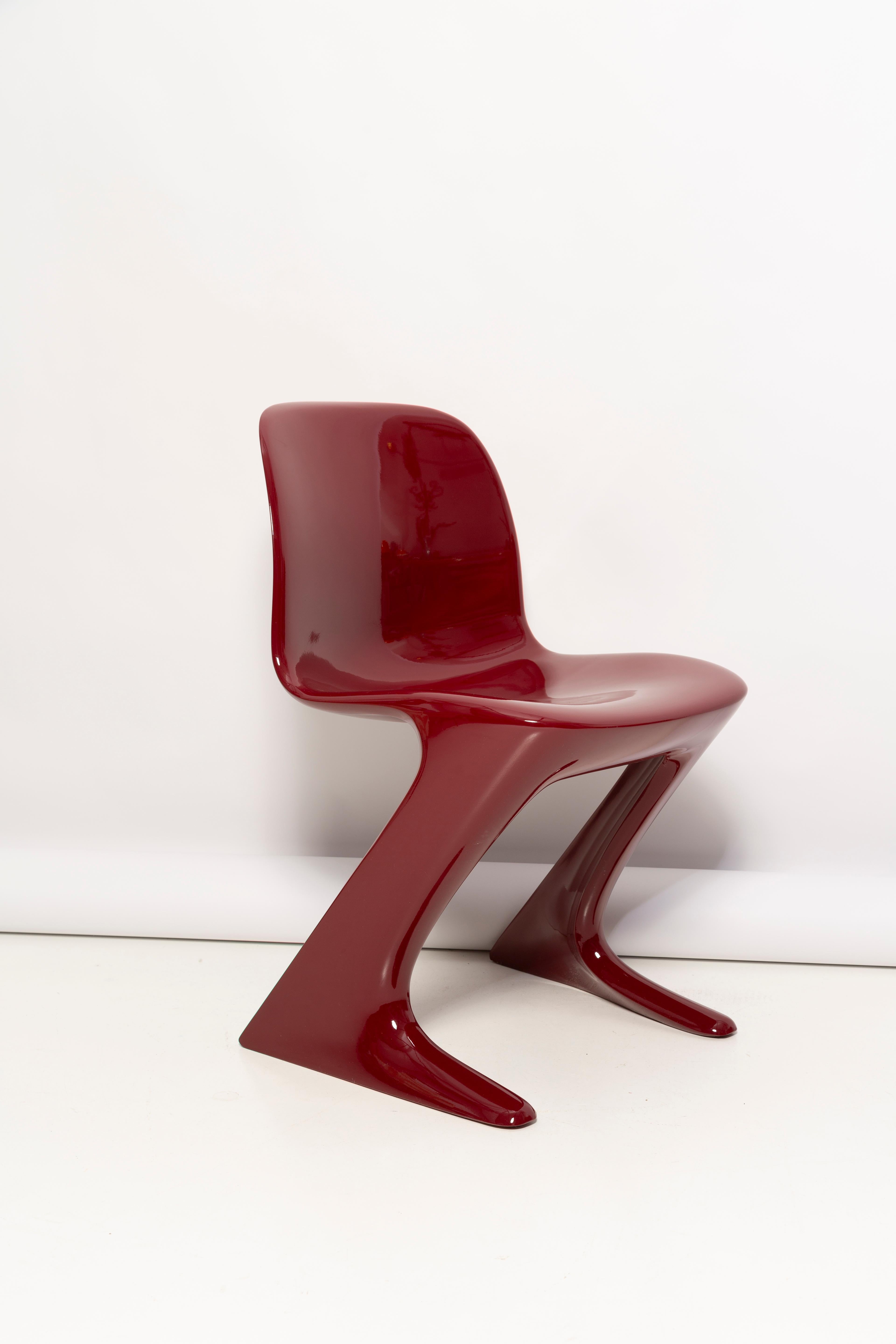 Set of Six Dark Red Wine Kangaroo Chairs Designed by Ernst Moeckl, Germany, 1968 In Excellent Condition For Sale In 05-080 Hornowek, PL