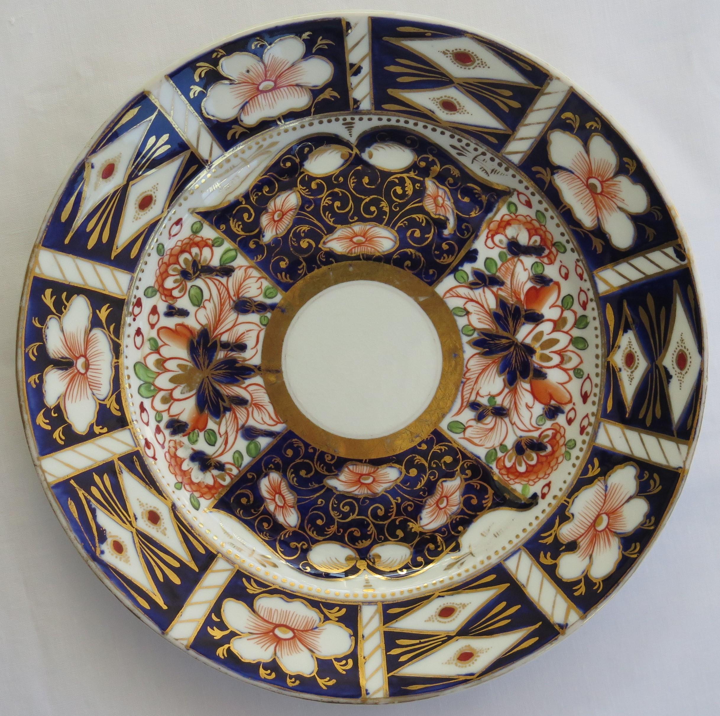 SIX Davenport Porcelain Plates Hand Painted and Gilded Pattern, Circa 1870 For Sale 8