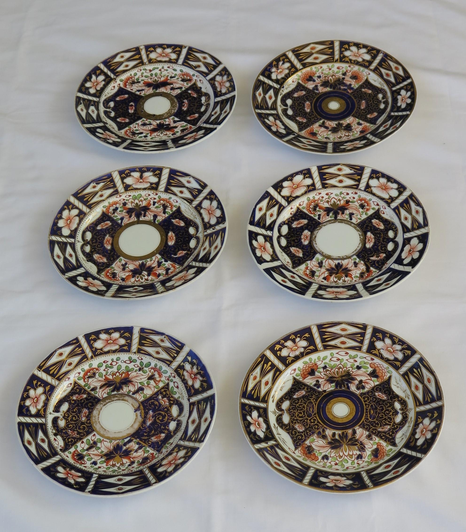 Chinoiserie SIX Davenport Porcelain Plates Hand Painted and Gilded Pattern, Circa 1870 For Sale