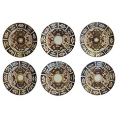 Set of Six Davenport Porcelain Plates Hand Painted and Gilded Pattern Circa 1870