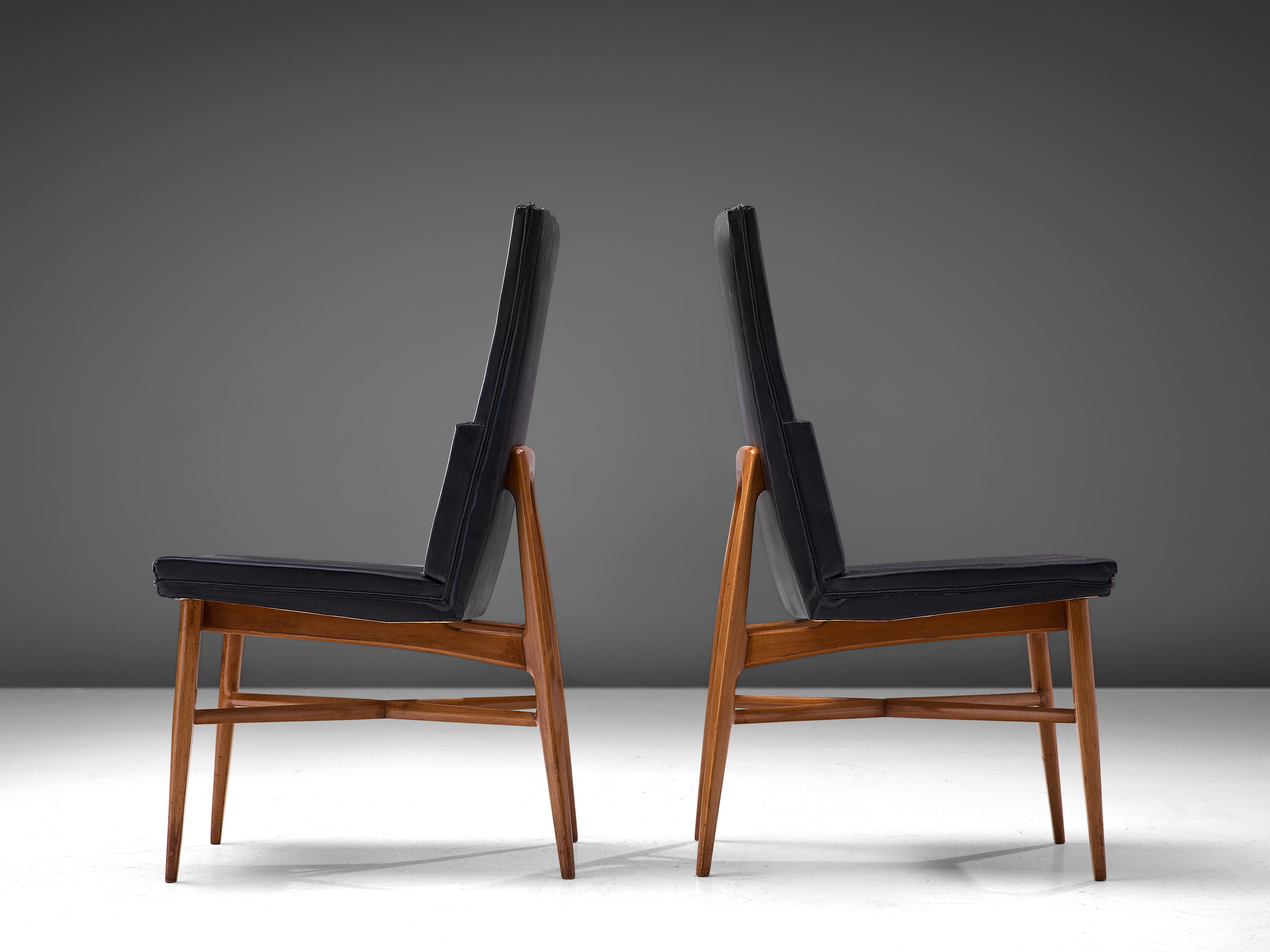 Mid-Century Modern Fred Sandra for De Coene Set of Six 'Madison' Dining Chairs in Walnut For Sale