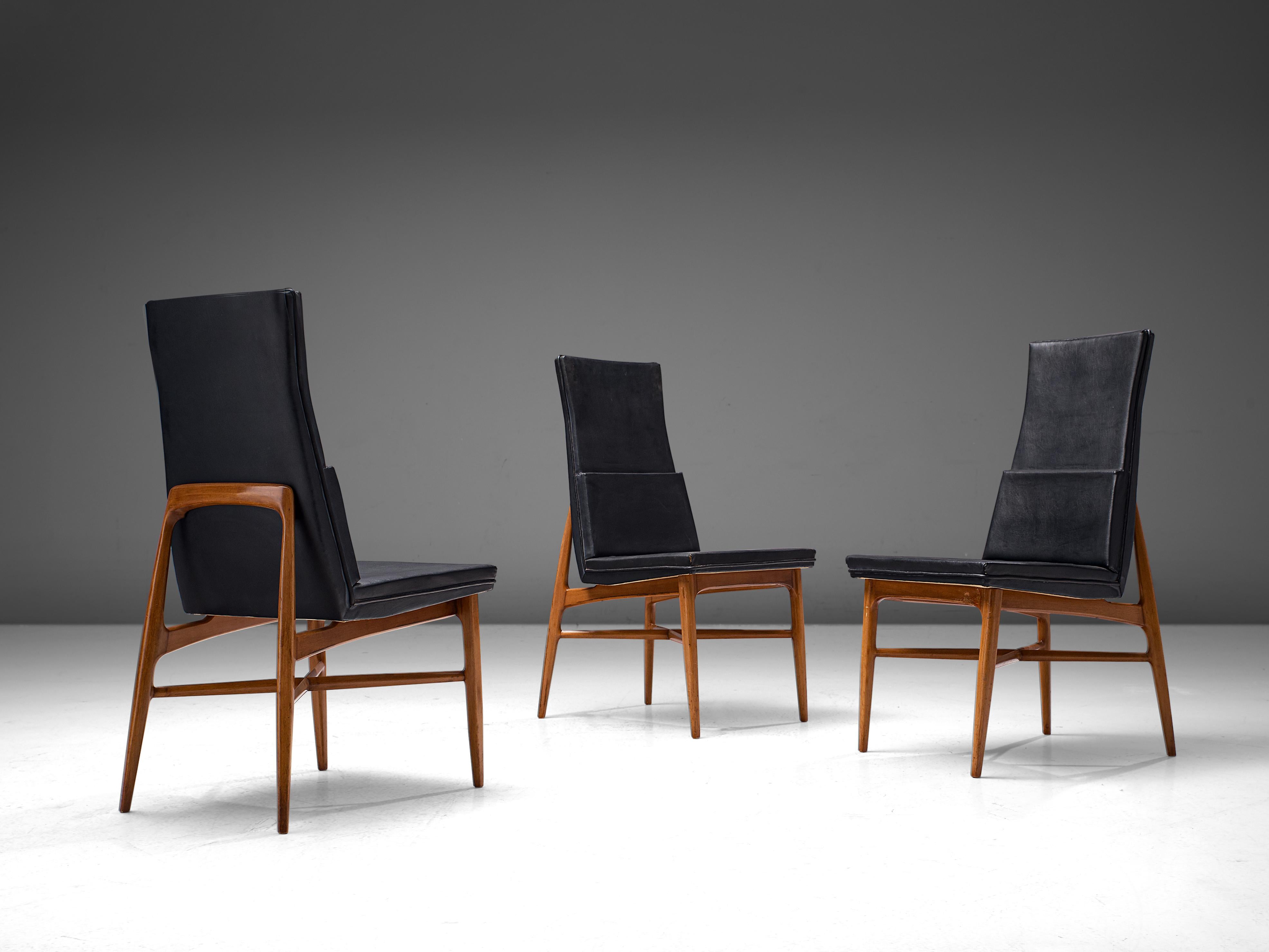 Fred Sandra for De Coene Set of Six 'Madison' Dining Chairs in Walnut For Sale 2