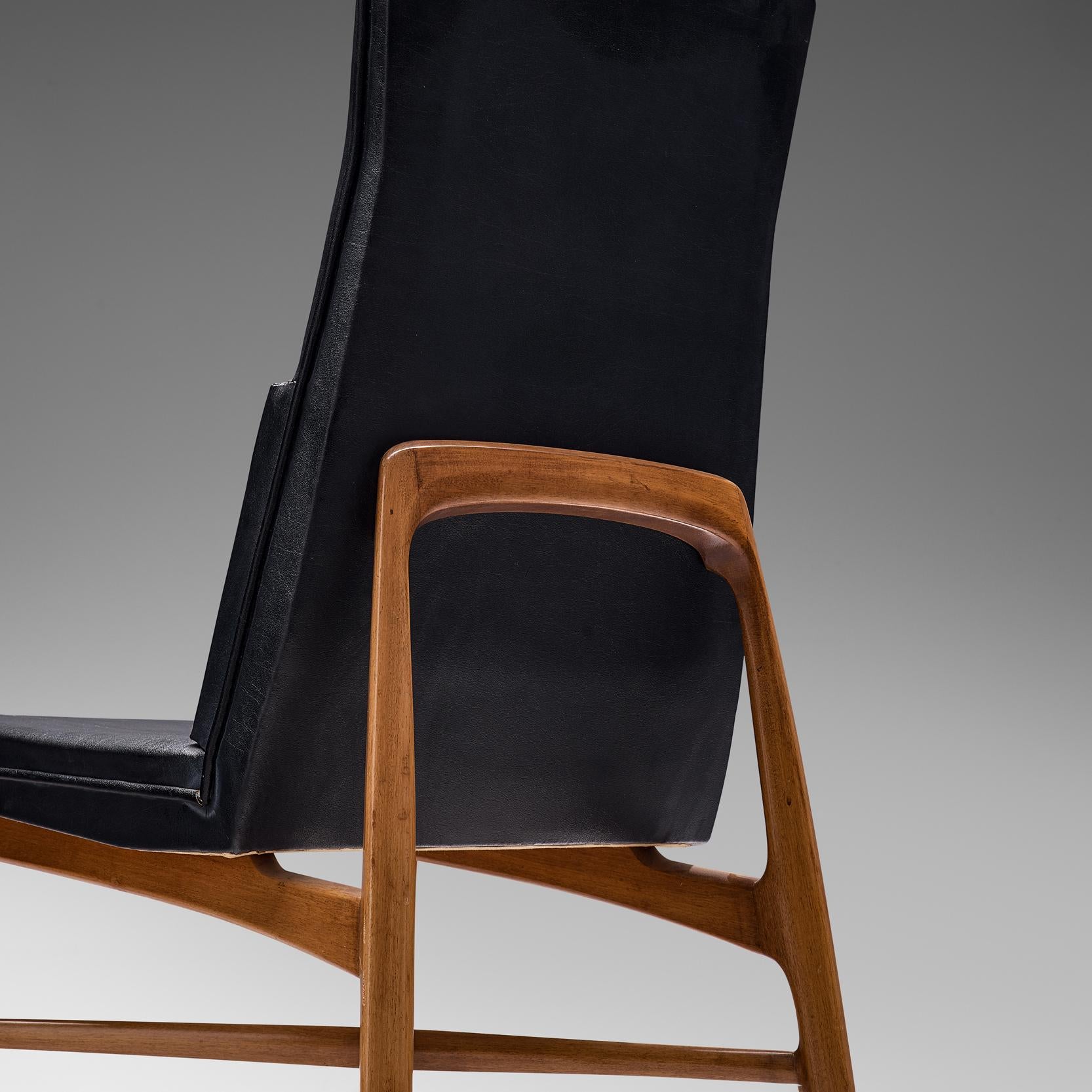 Mid-20th Century Fred Sandra for De Coene Set of Six 'Madison' Dining Chairs in Walnut For Sale