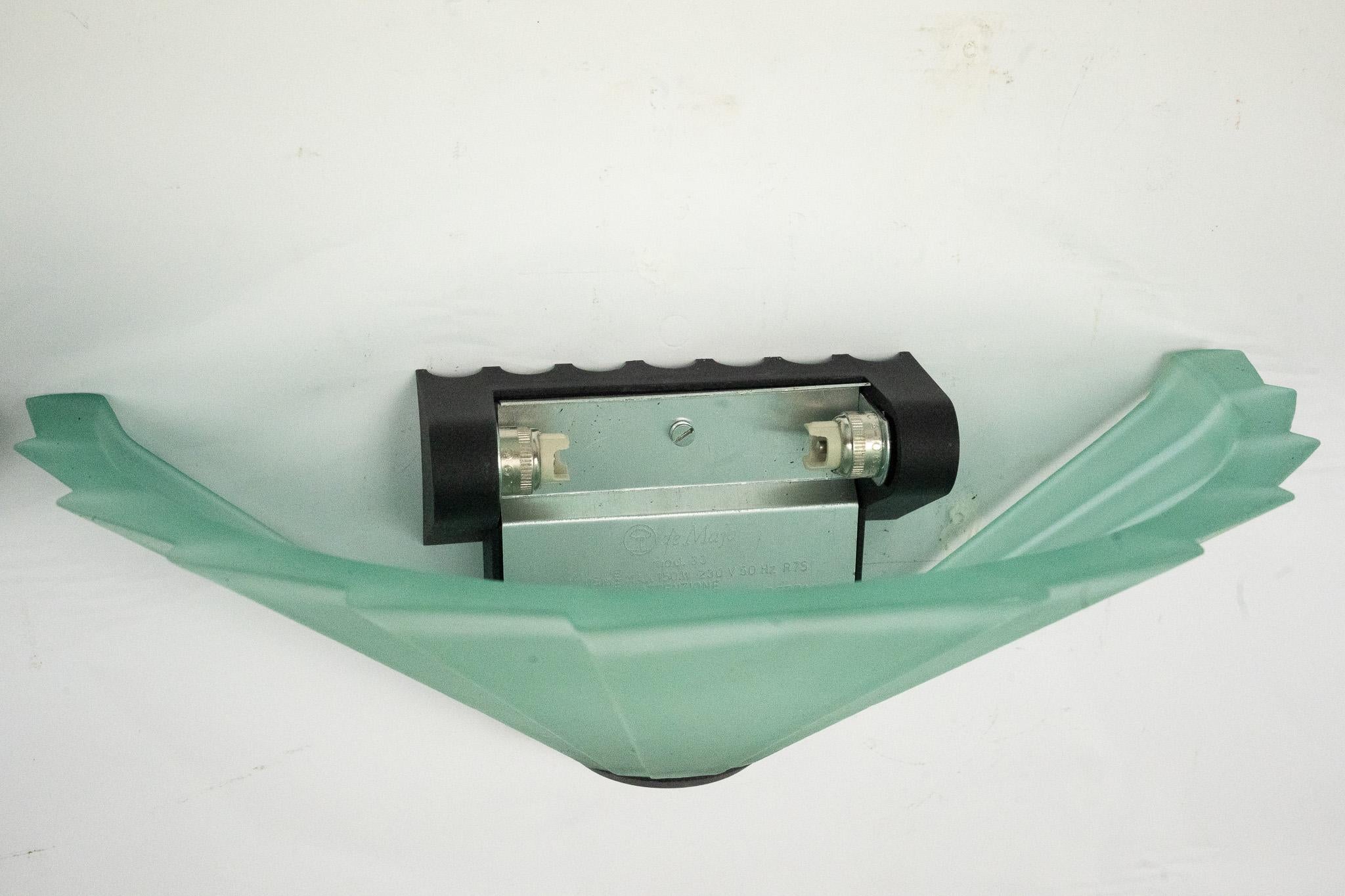 Set di sei appliques De Majo in spesso vetro verde di Murano. Italia anni '80 in vendita 4