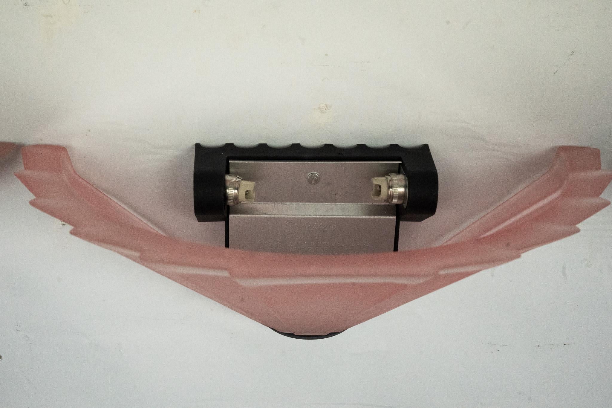 Conjunto de seis apliques De Majo de cristal de murano rosa grueso. Italia Años 80 en venta 4