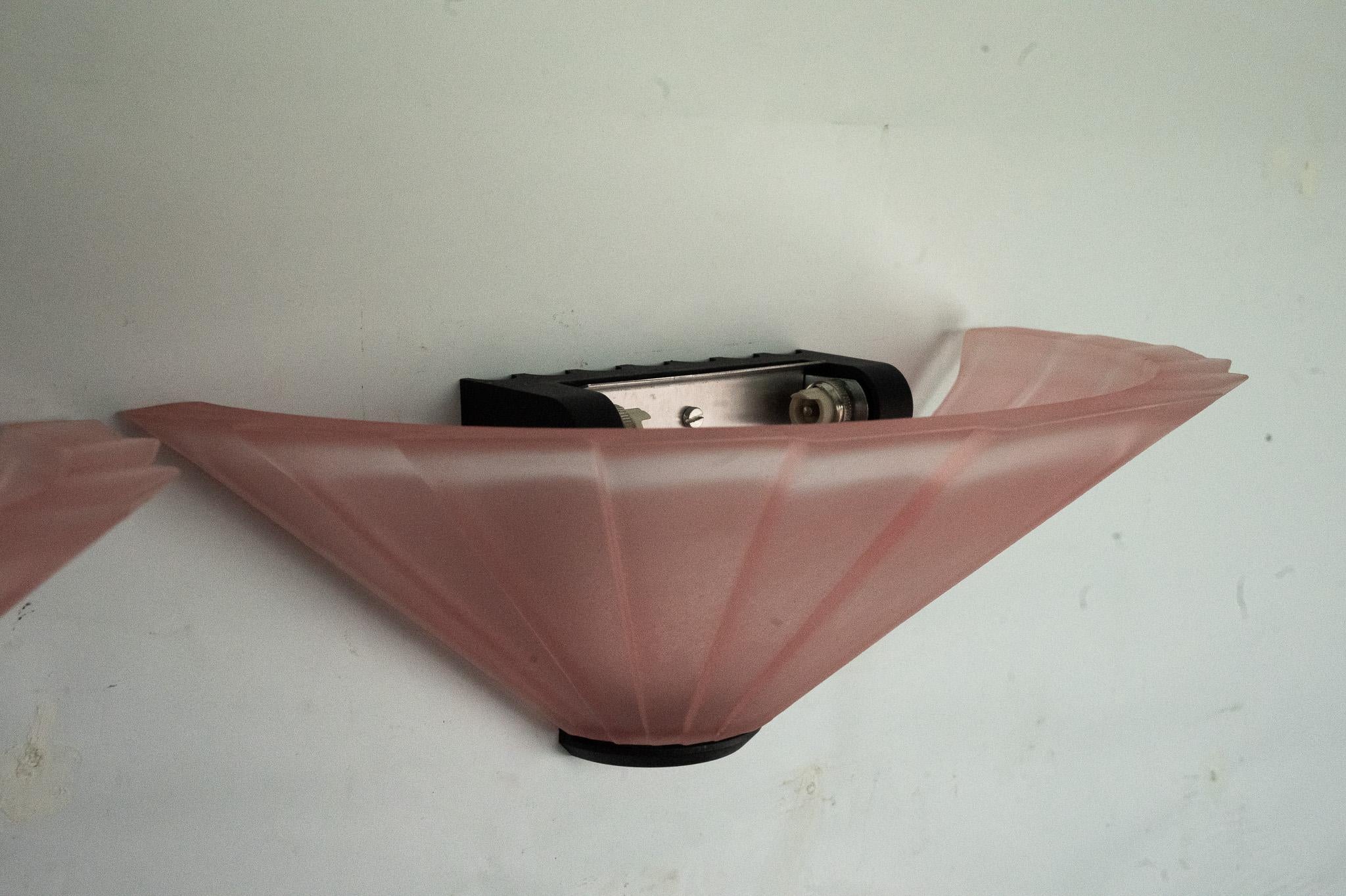 Conjunto de seis apliques De Majo de cristal de murano rosa grueso. Italia Años 80 en venta 7