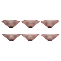 Ensemble de six appliques De Majo en verre de Murano rose épais. L'Italie des années 1980