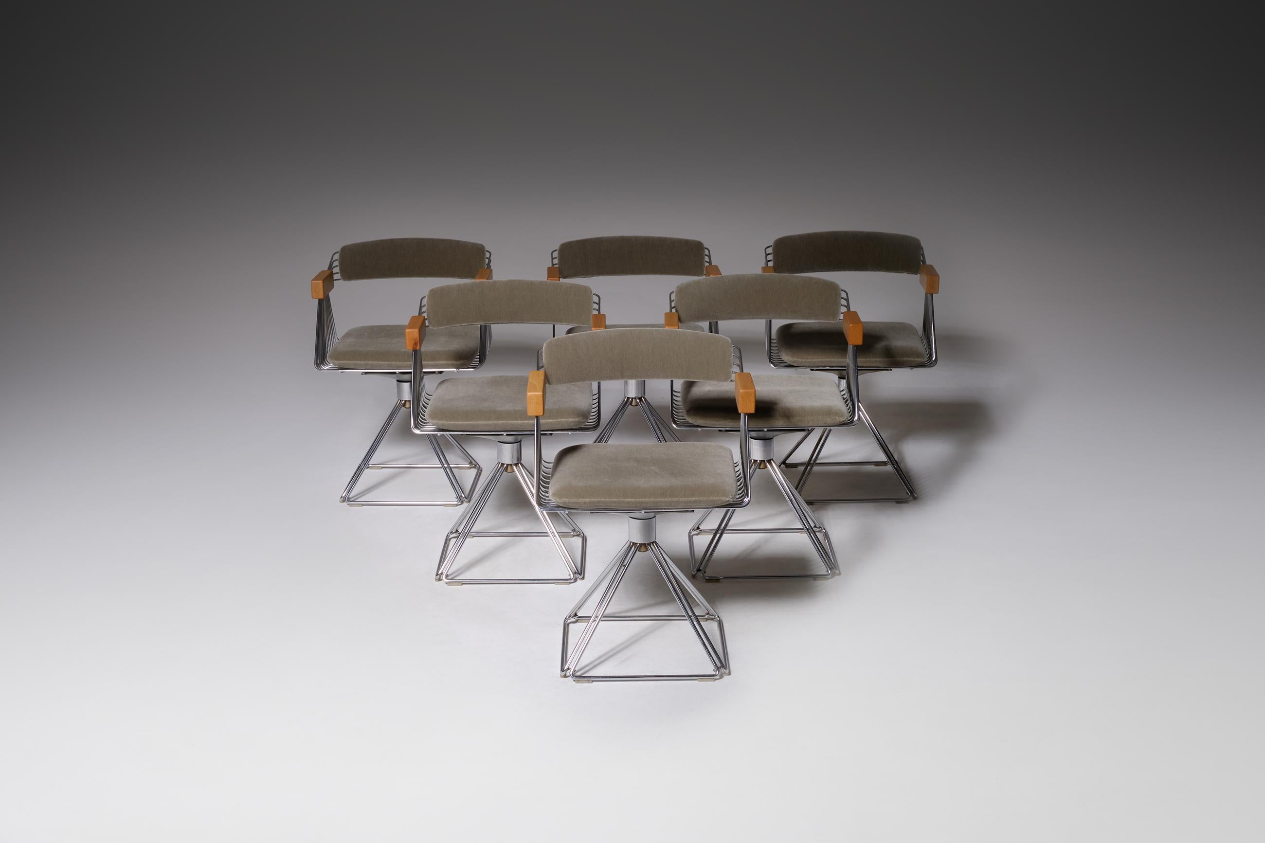 Belgian Set of Six ‘Delta’ Chairs by Rudi Verelst, 1971
