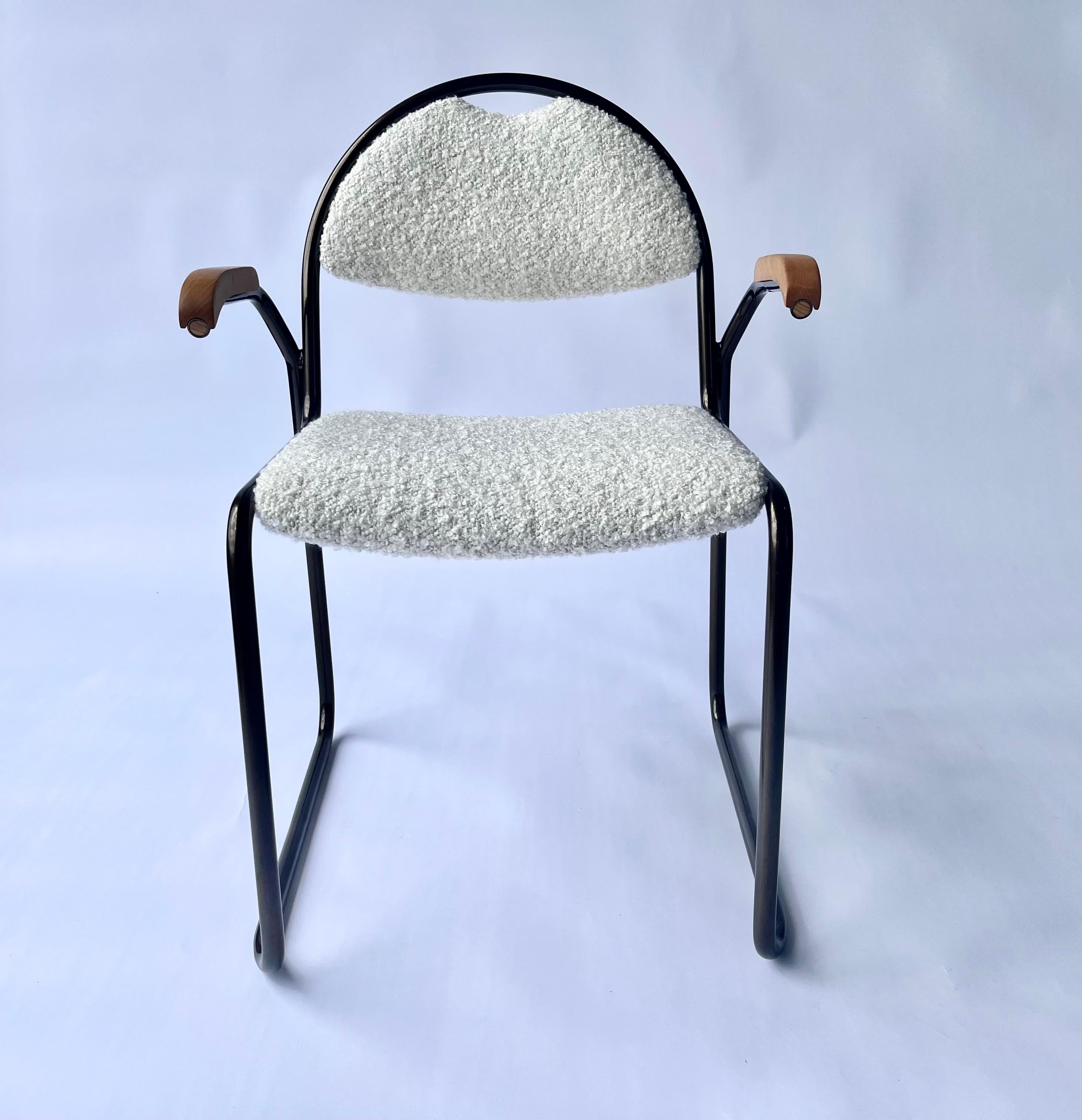 Set aus sechs Designer-Esszimmerstühlen, Bronze, elfenbeinfarbener Kravet Boucle, Made in Italy im Angebot 6
